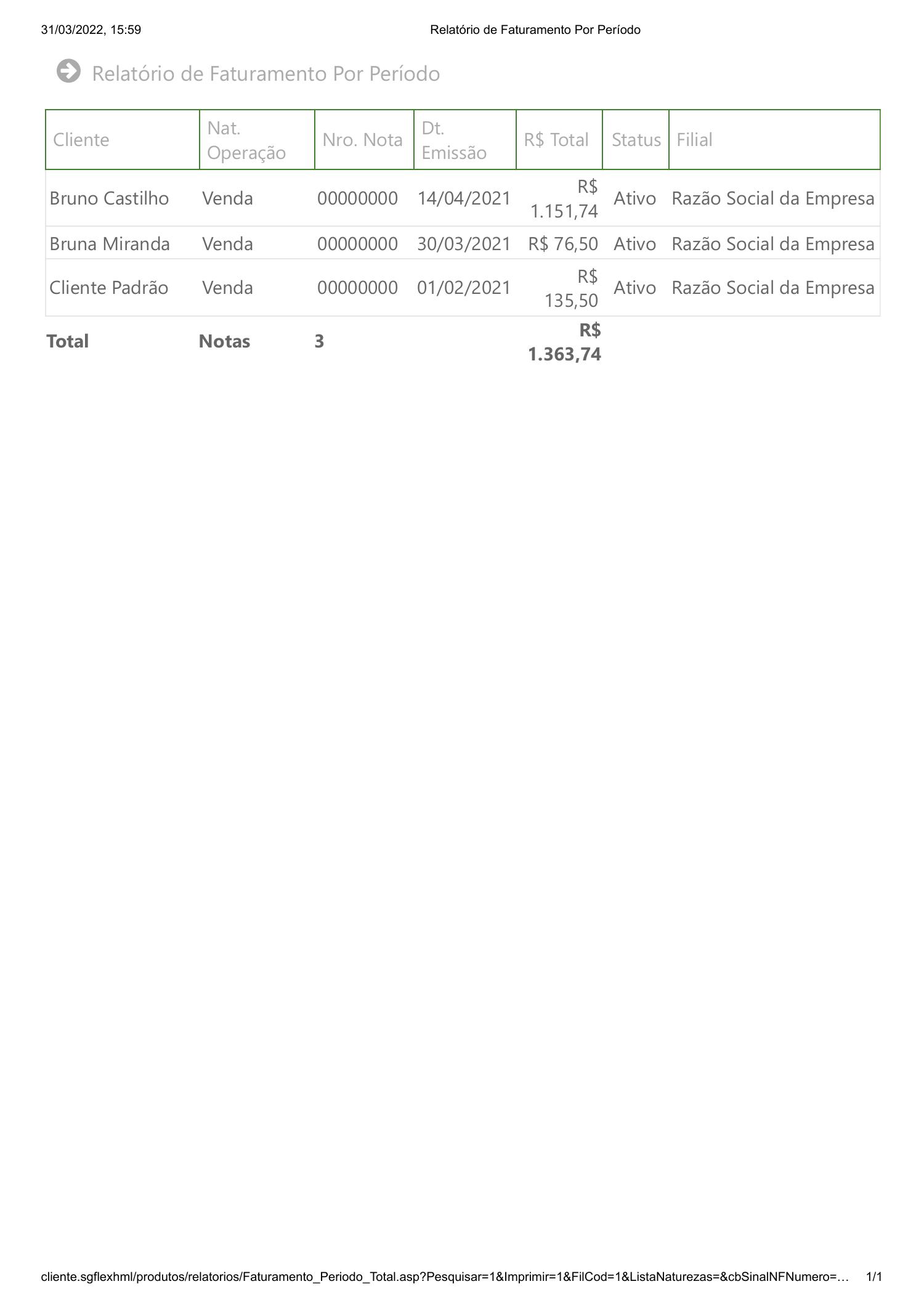 Relat Rio De Faturamento Por Per Odo Sgflex Pdf Docdroid