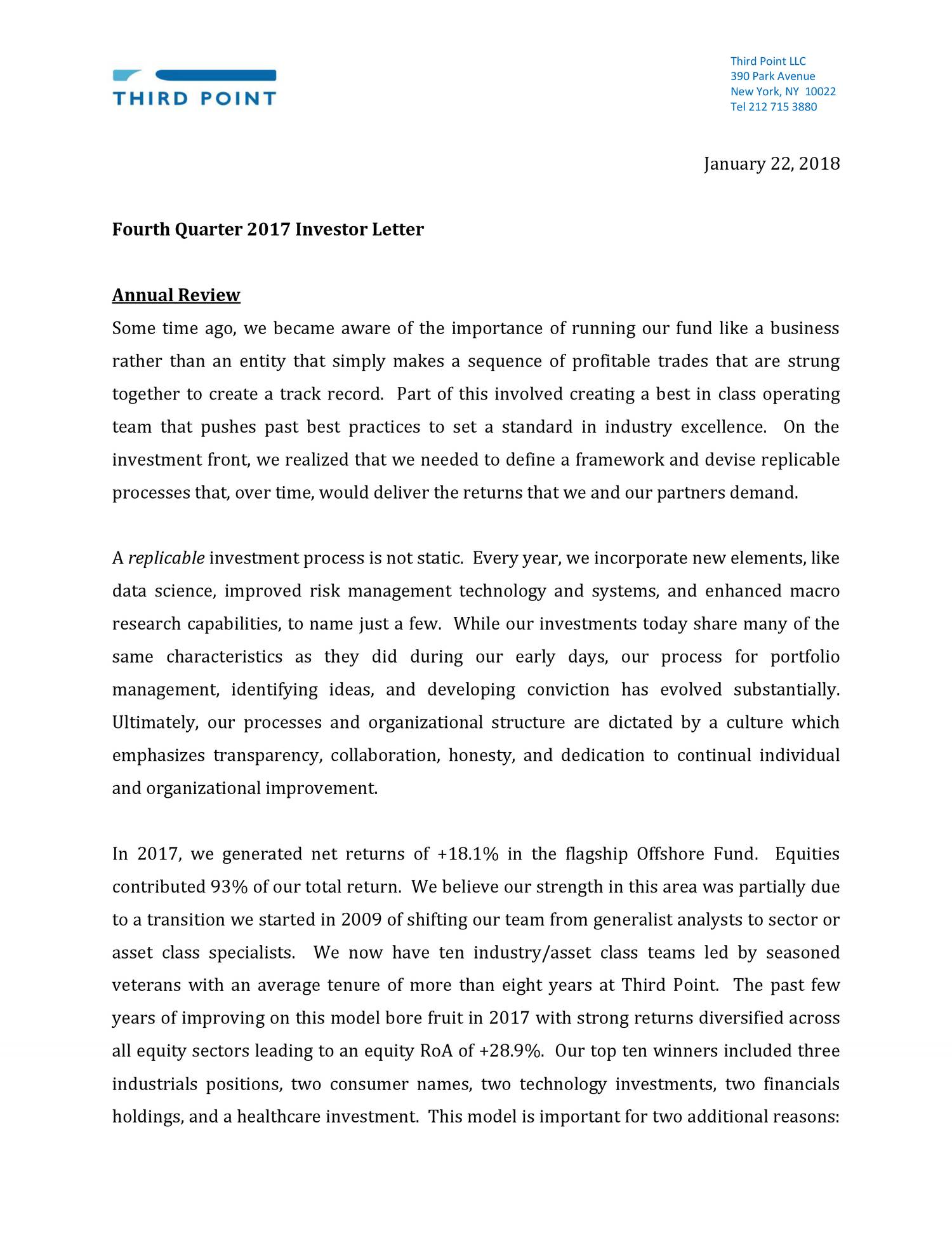 Third Point Q Investor Letter Tpoi Pdf Docdroid