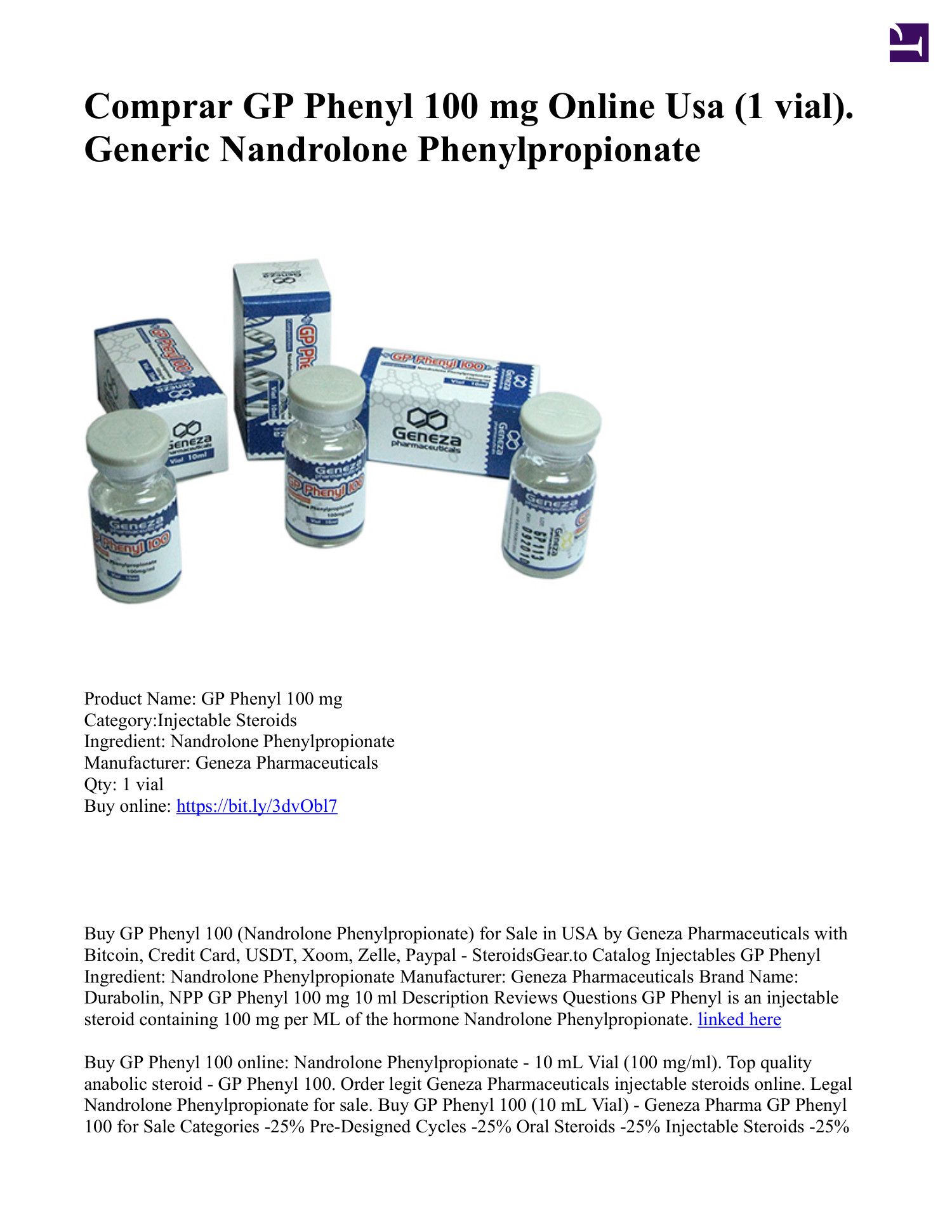 Comprar Gp Phenyl Mg Online Usa Vial Generic Nandrolone