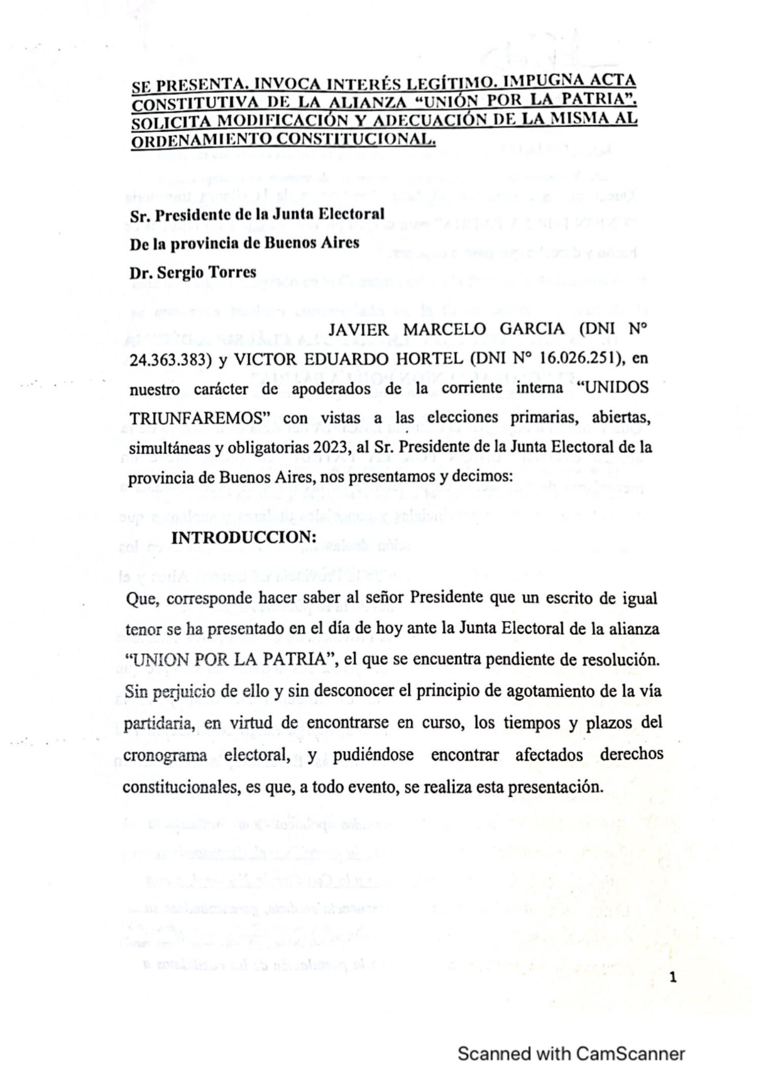 La impugnación de Scioli al reglamento de UxP pdf DocDroid