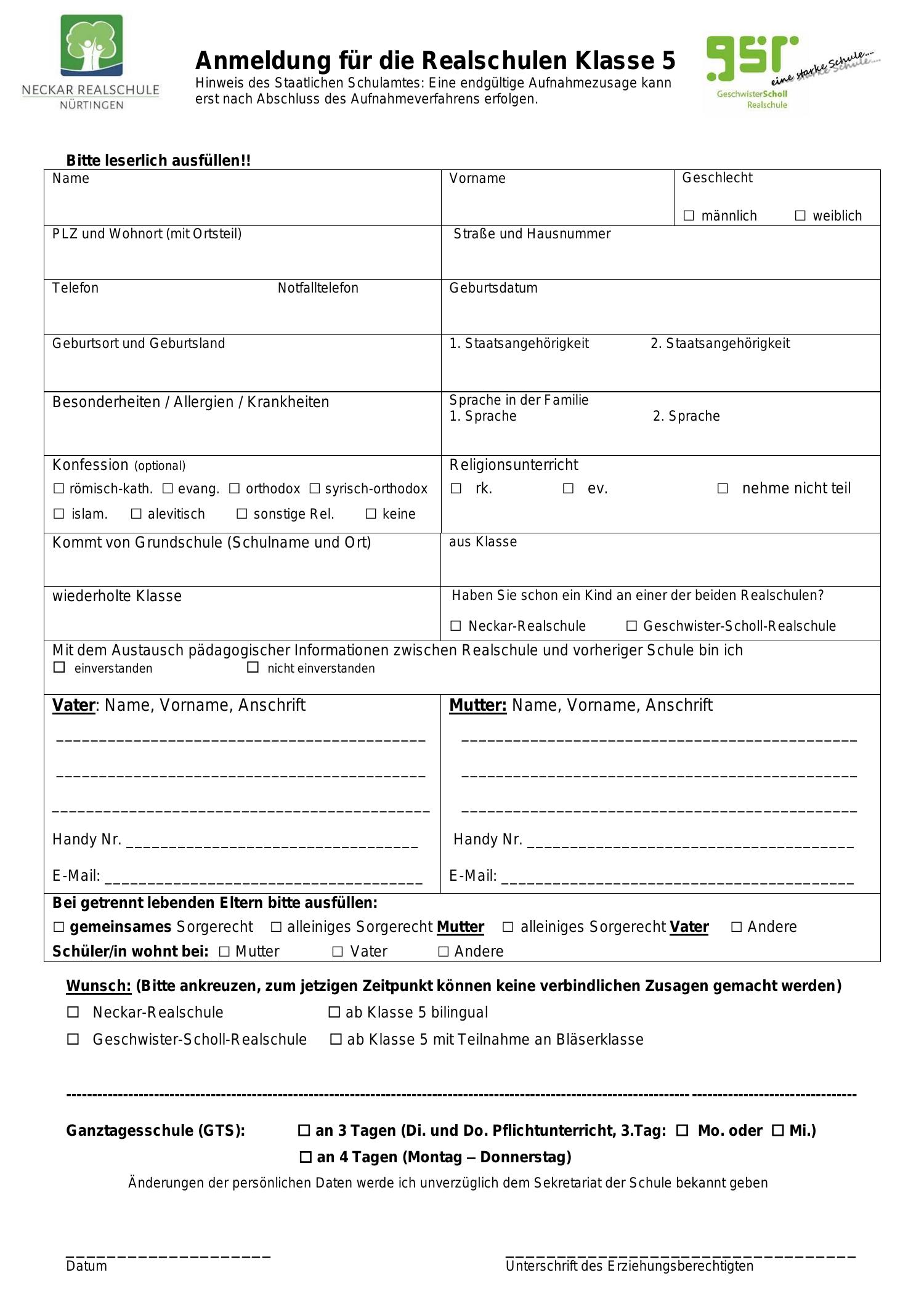 Anmeldungsformular Kl Pdf Docdroid