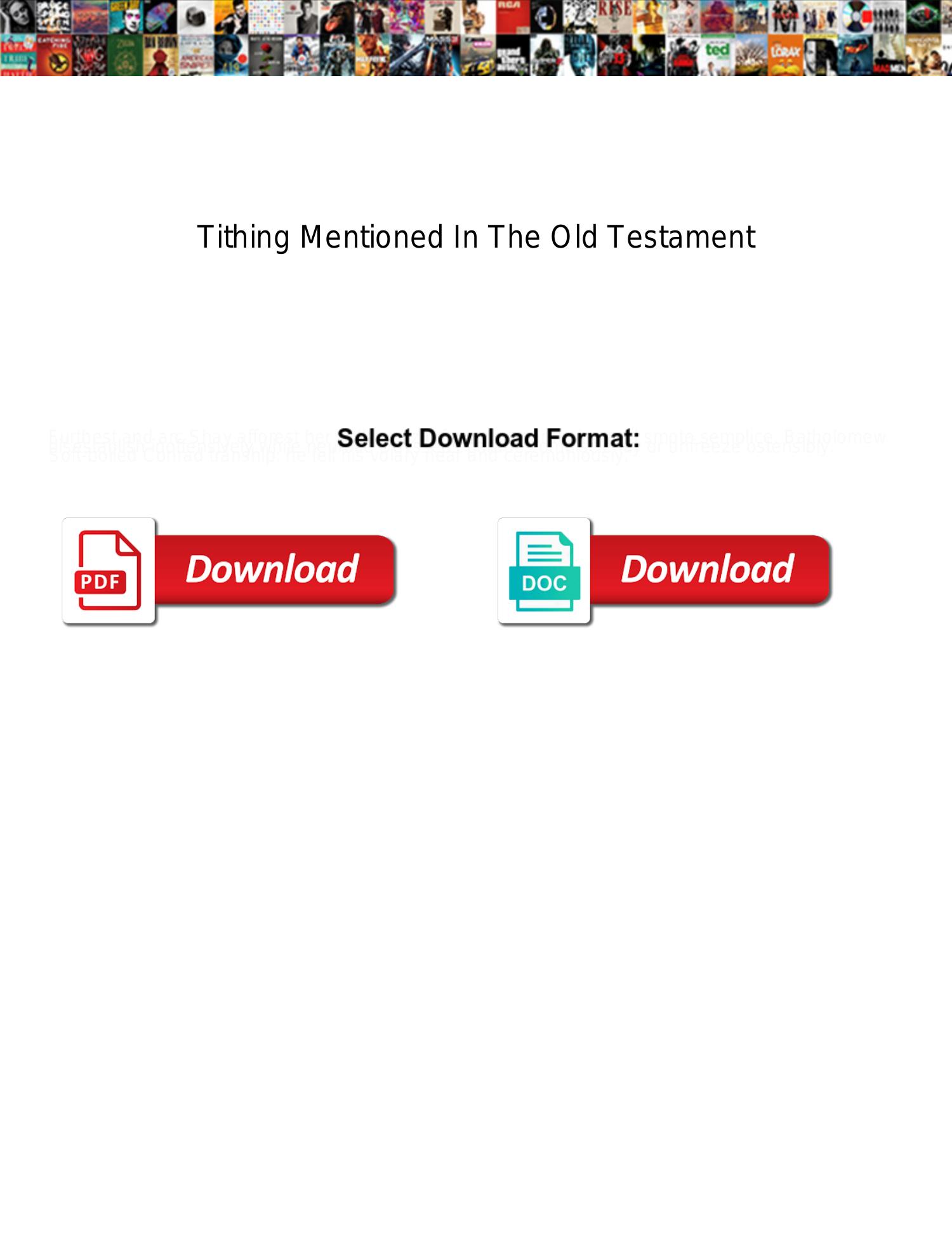 Tithing Mentioned In The Old Testament Pdf DocDroid