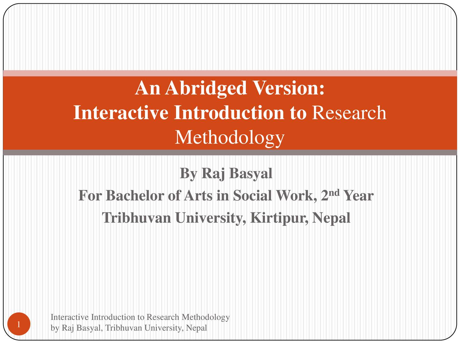 Research Methodology By Raj Basyal Tribhuvan University Nepal Pdf