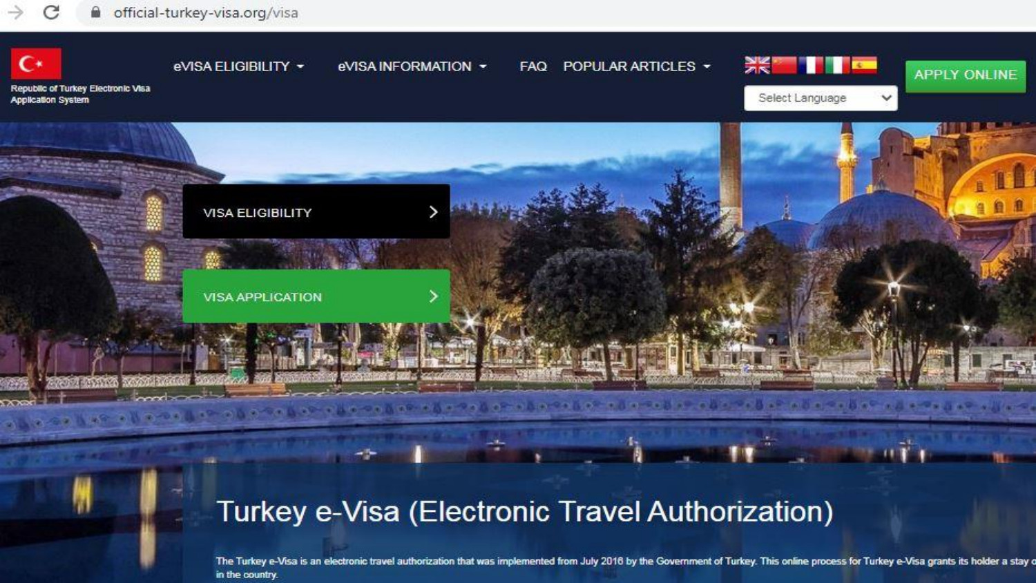 Turkey Official Government Immigration Visa Application Online Usa And