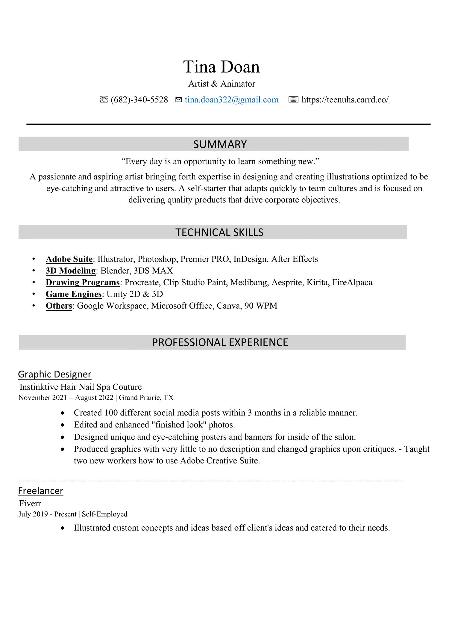 Resume Portfolio Tina Doan Pdf Docdroid