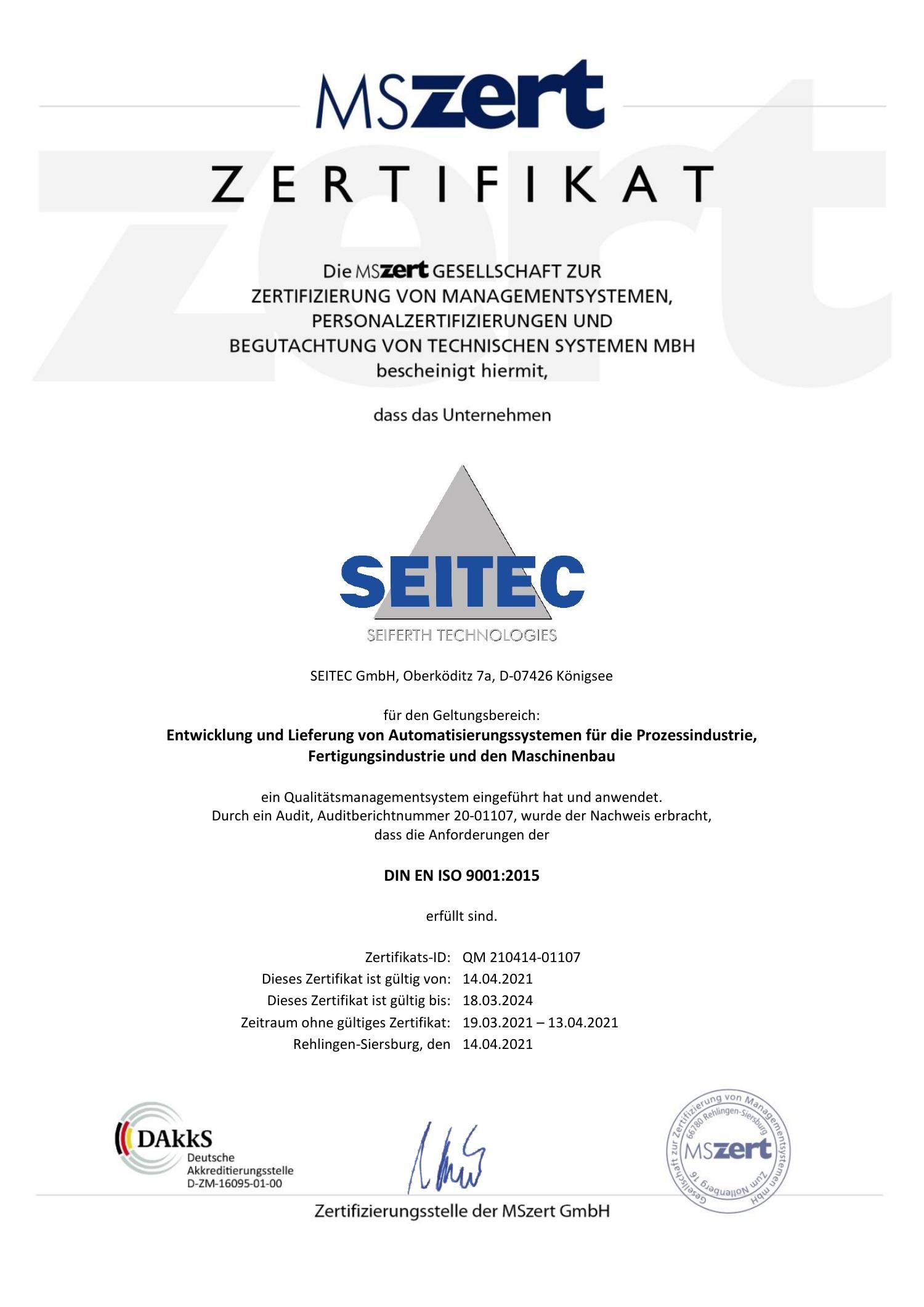 Zertifikat SEITEC GmbH QM Pdf DocDroid