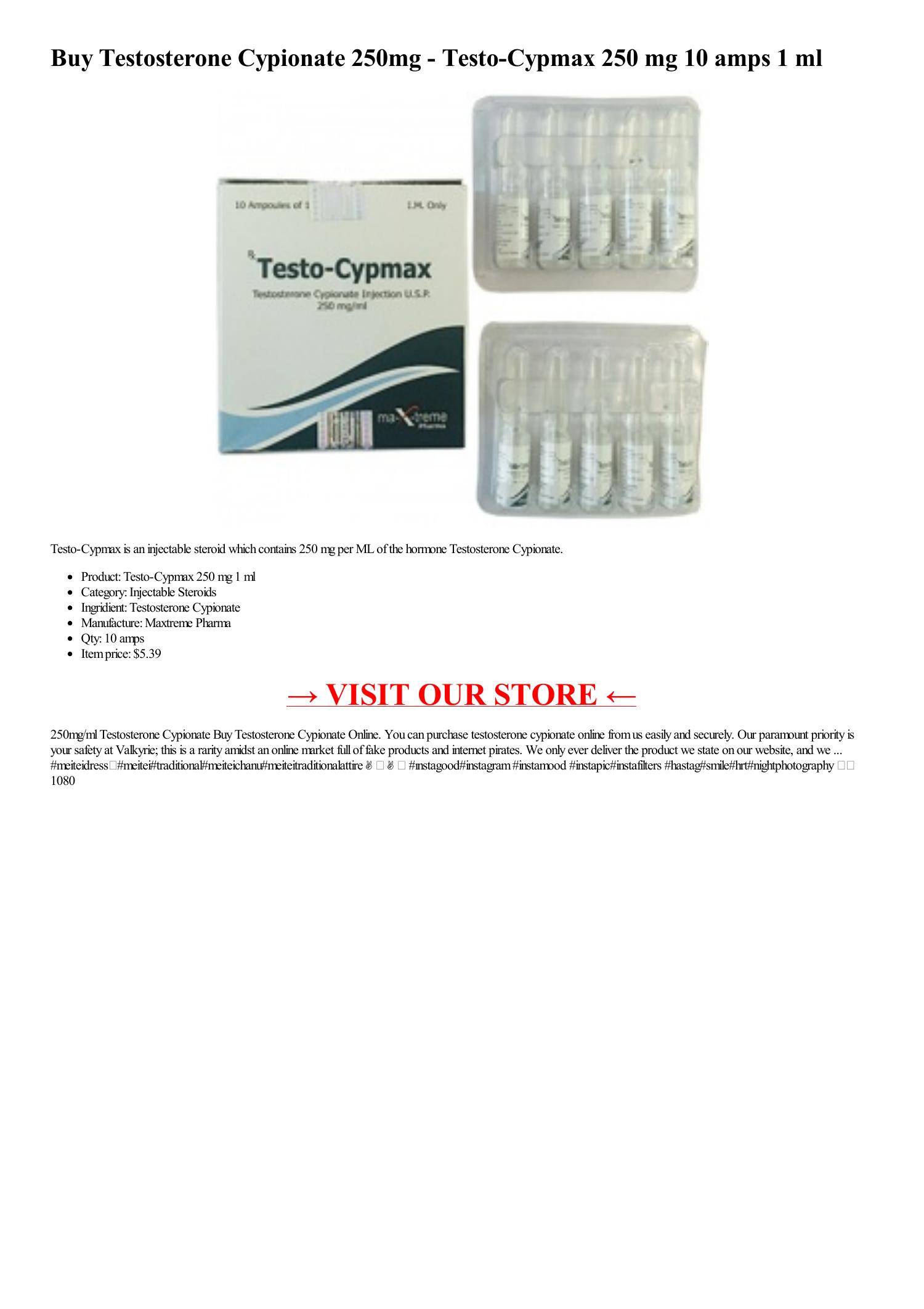 Buy Testosterone Cypionate 250mg Testo Cypmax 250 Mg 10 Amps 1 Ml Html