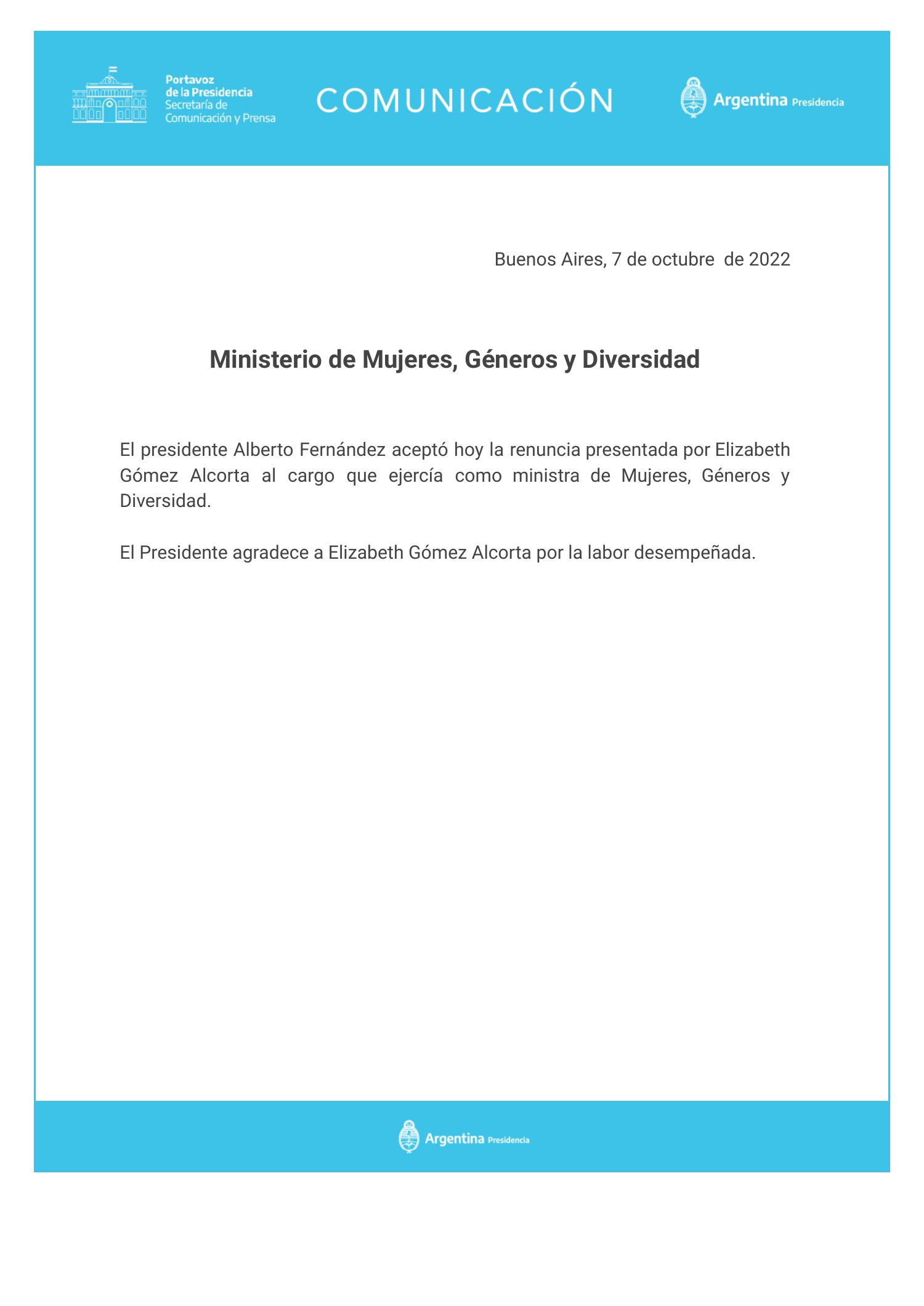 Renuncia Elizabeth Gómez Alcorta pdf DocDroid