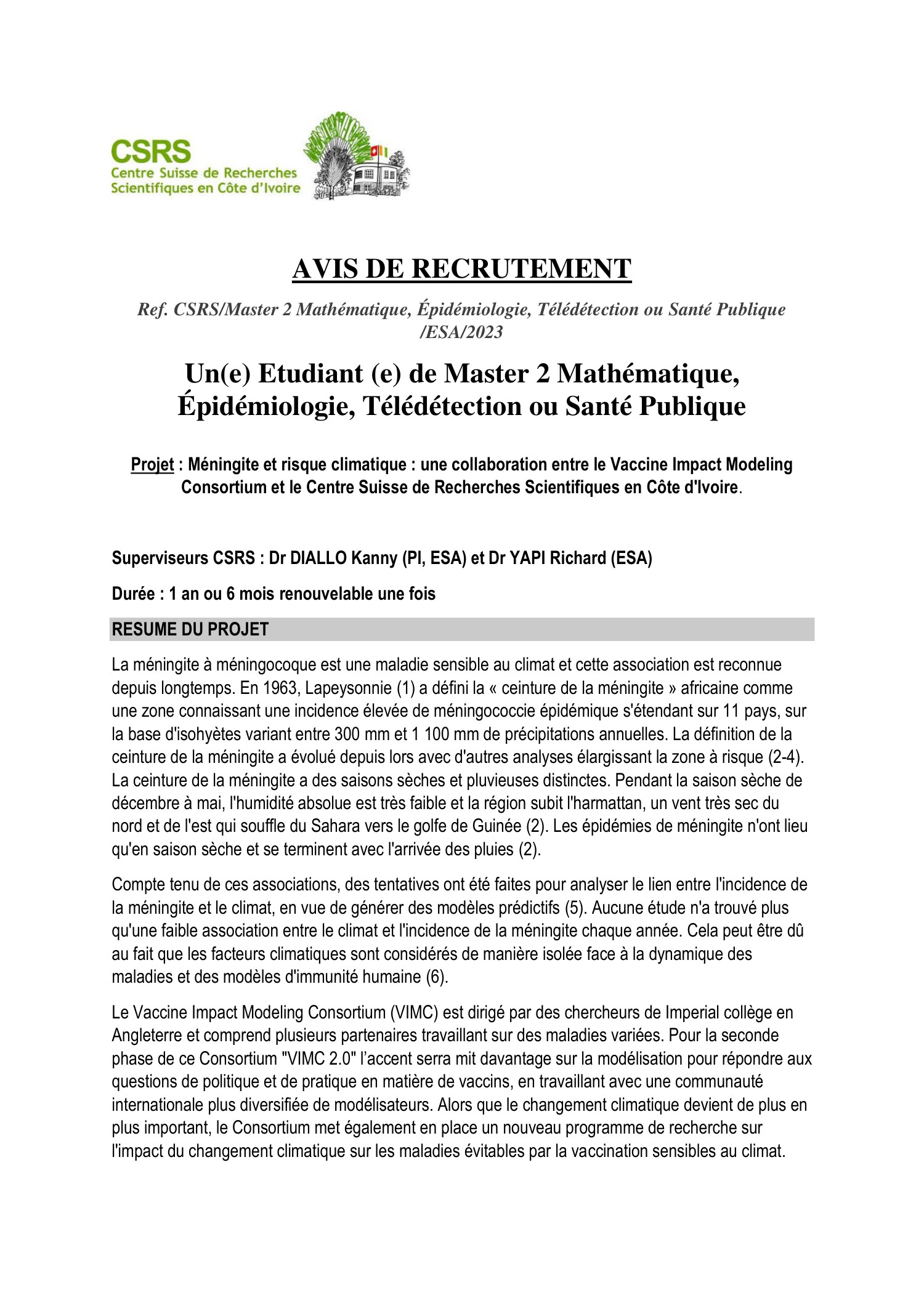 Avis De Recrutement Pour Tudiant En Master Amk Pdf Docdroid