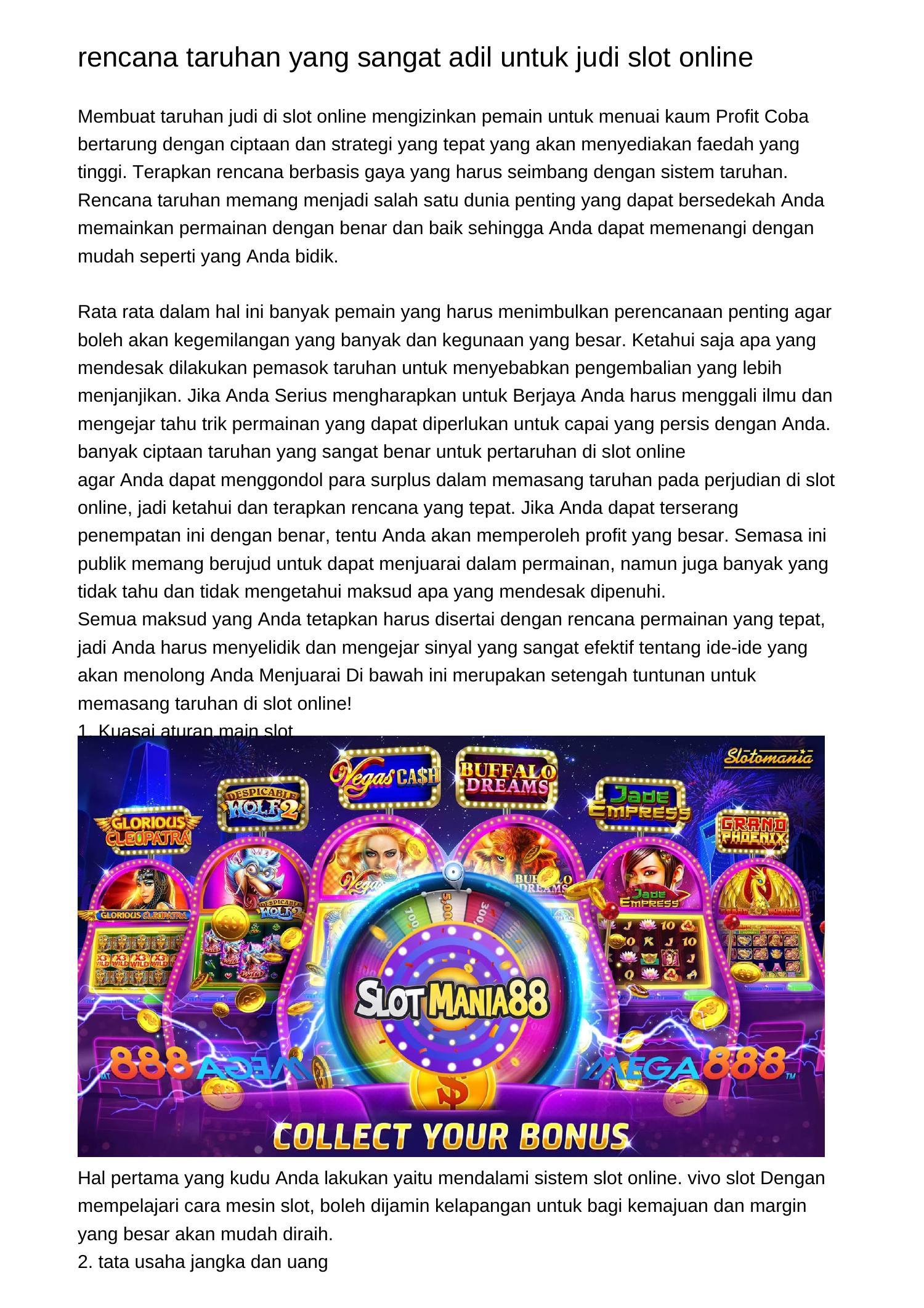 Rencana Taruhan Yang Sangat Akurat Untuk Judi Slot Onlinesgdyn Pdf Pdf