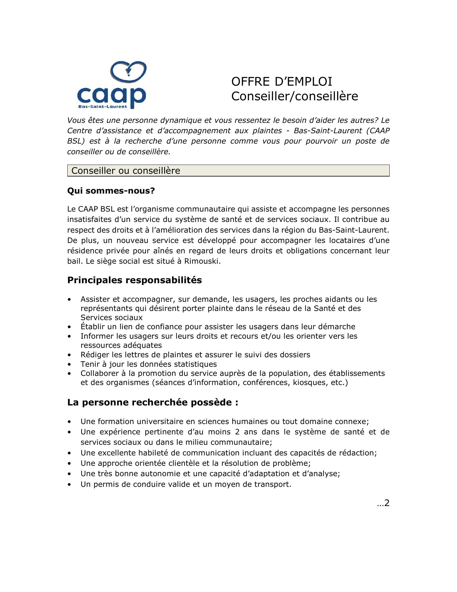 Offre Emploi Conseiller Pdf DocDroid