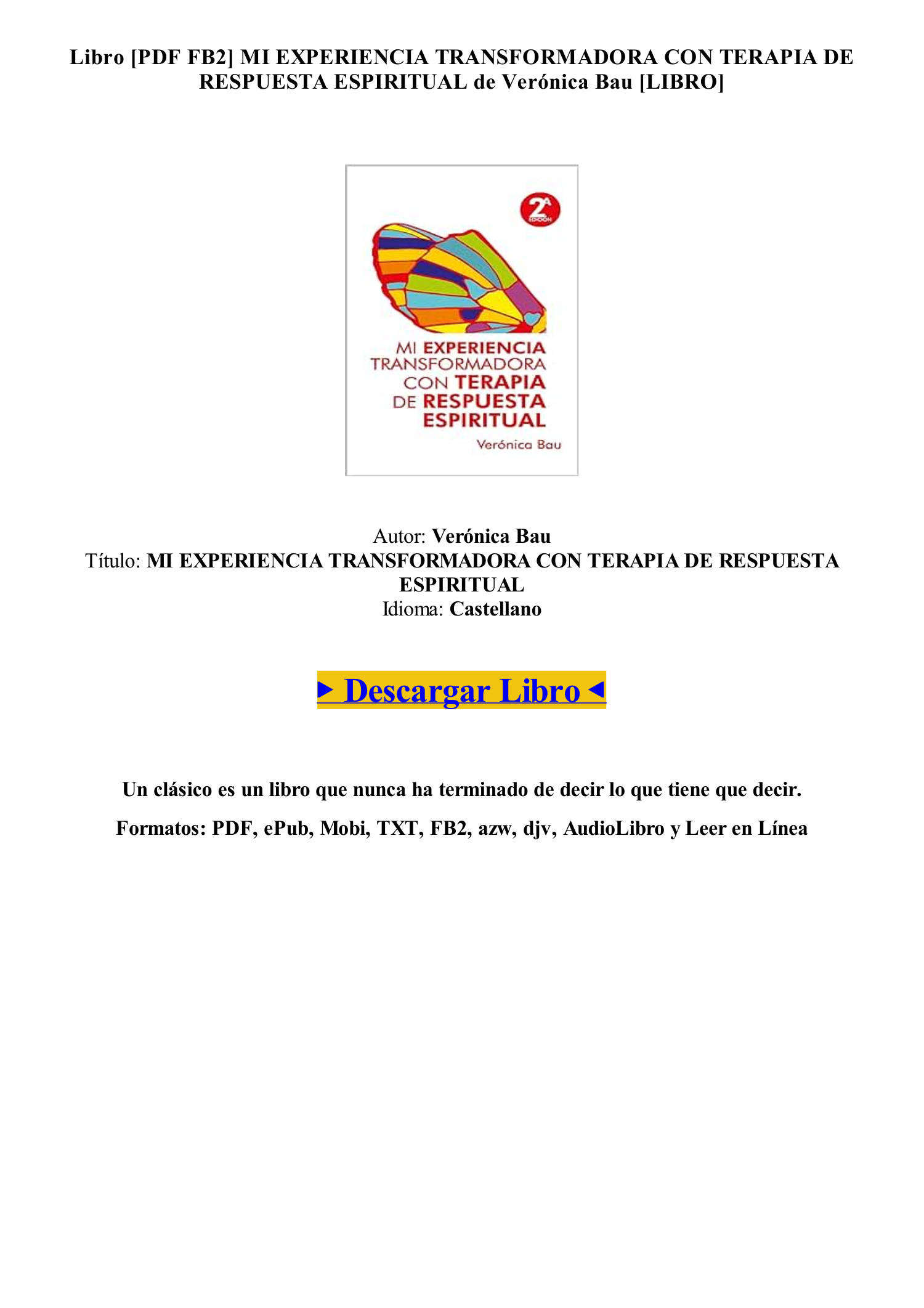 Descargar LIBRO MI EXPERIENCIA TRANSFORMADORA CON TERAPIA DE