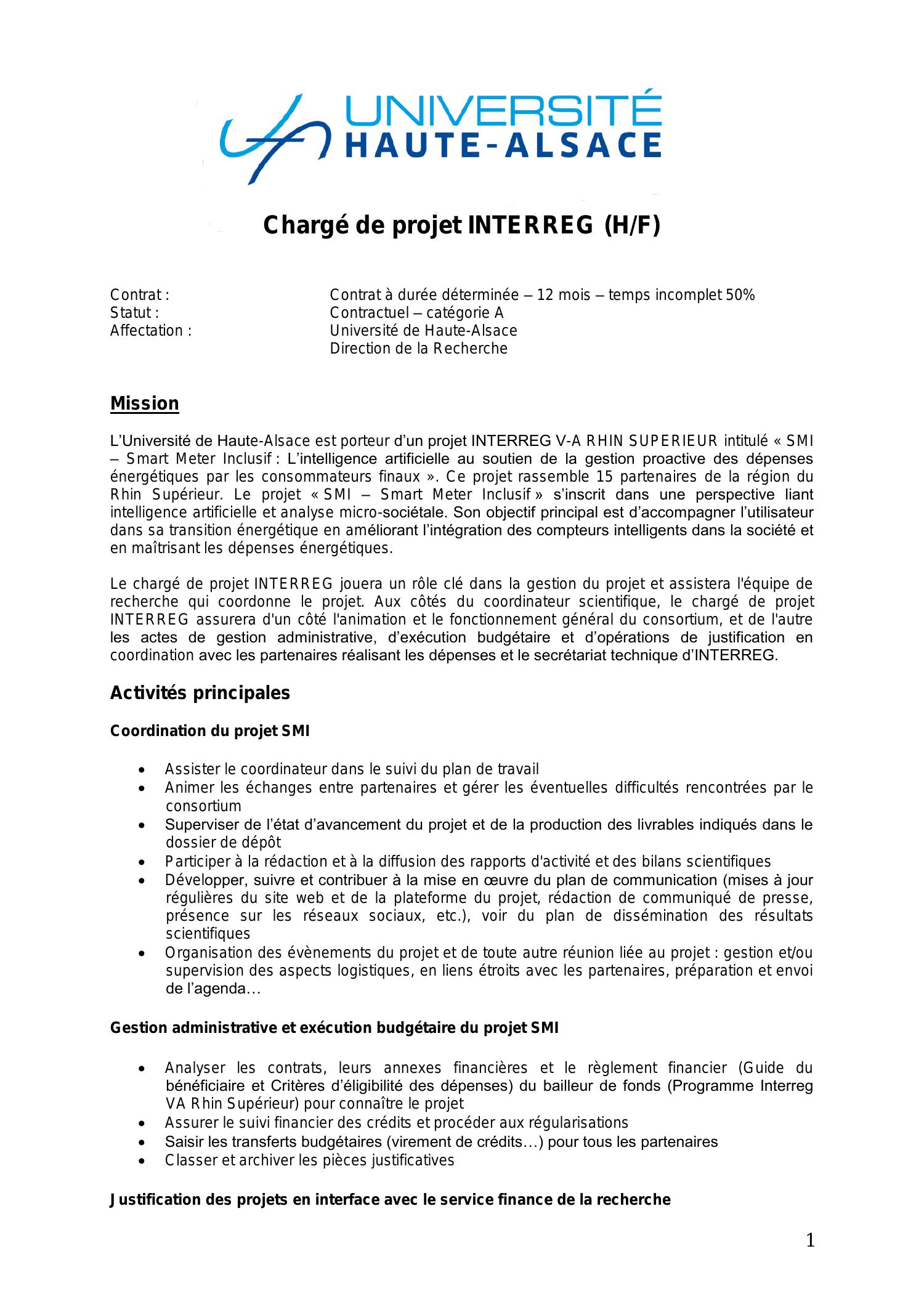 Fiche de poste Chargé de projet INTERREG H F pdf DocDroid