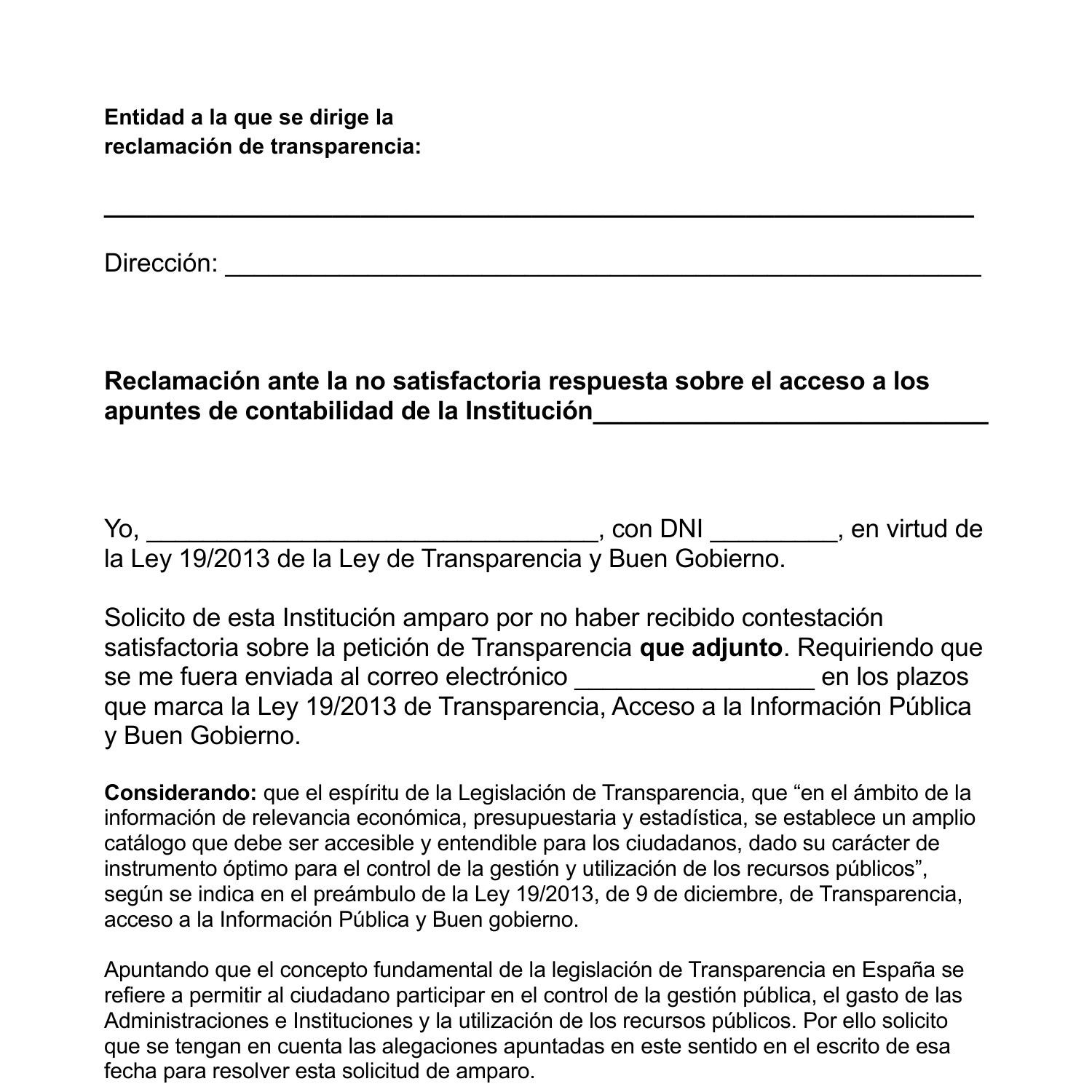 Modelo Reclamacion Negativas de Información Pública por Transparencia