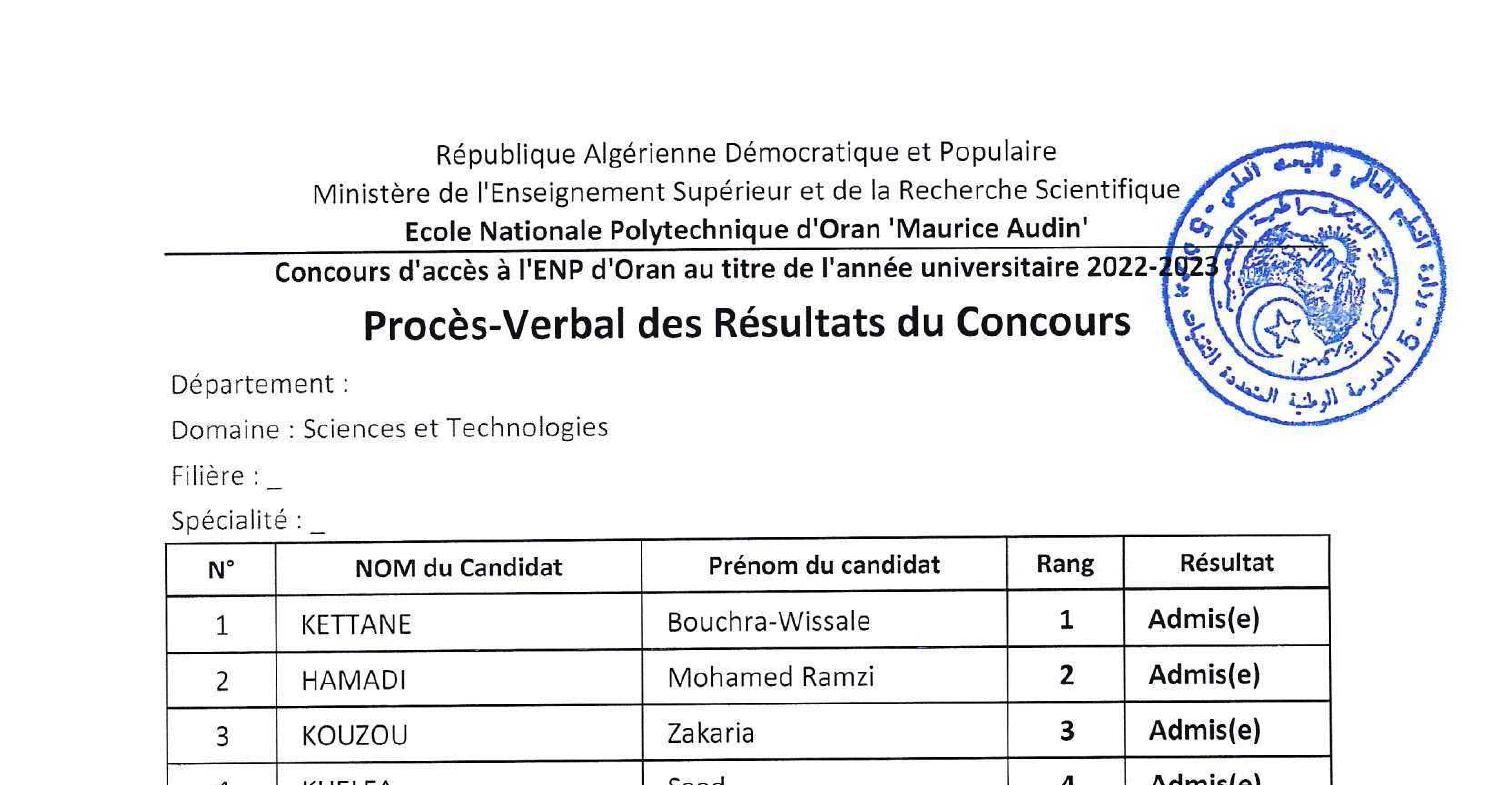 Resultats Concours ENPO Pdf DocDroid