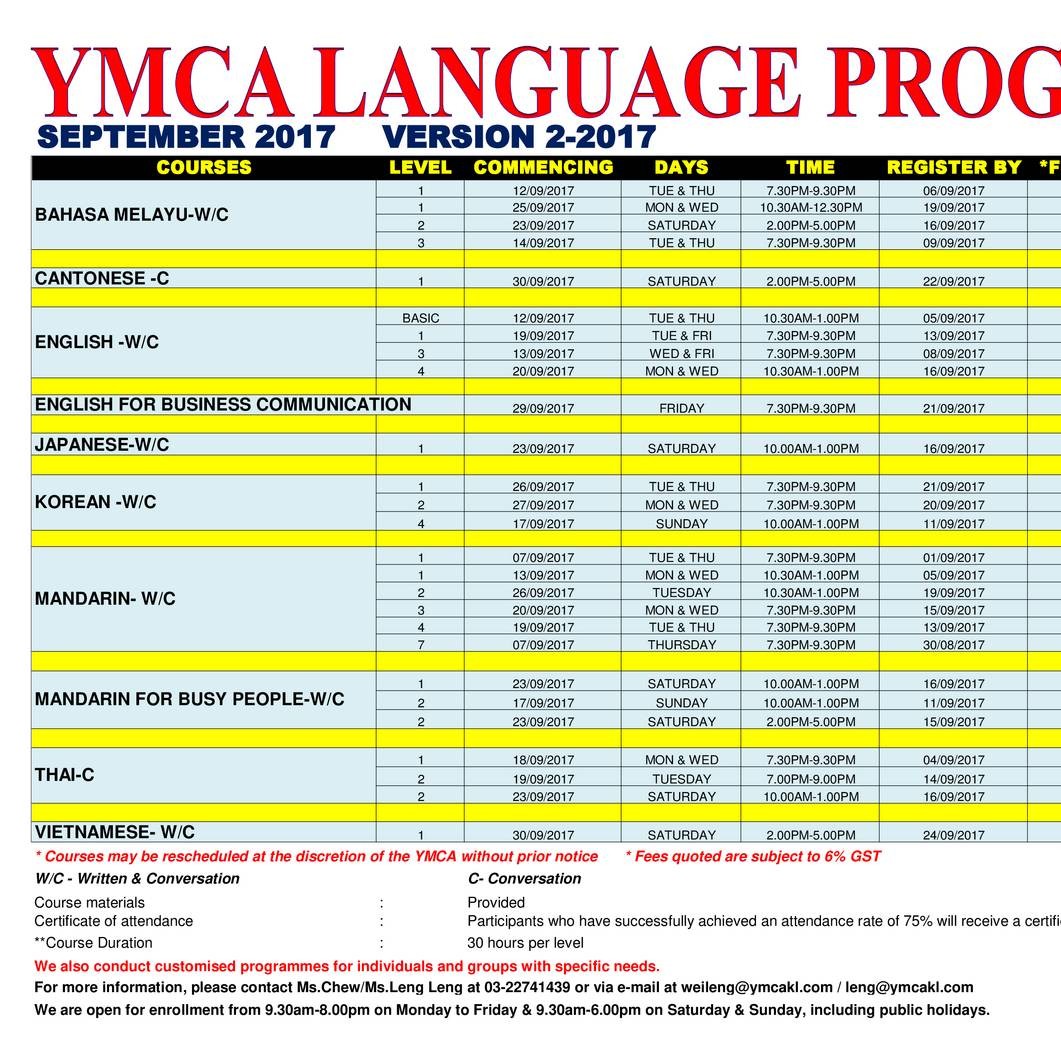 Time Table SEPTEMBER 2017 Version 2 2017 Pdf DocDroid