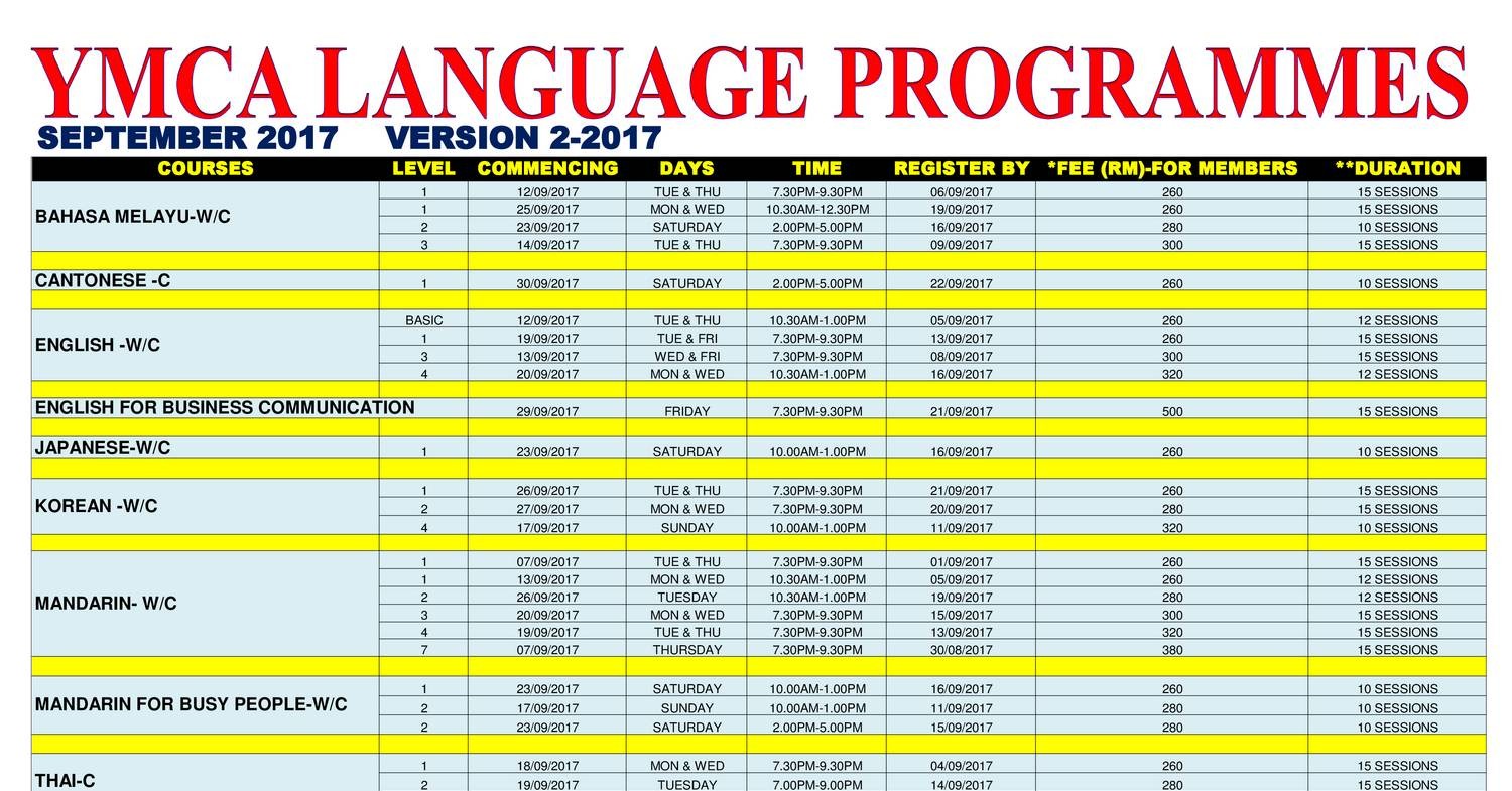 Time Table SEPTEMBER 2017 Version 2 2017 Pdf DocDroid