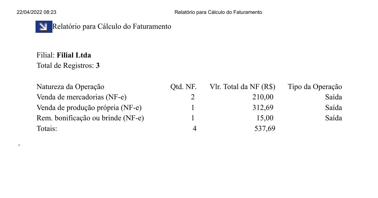 Relat Rio Para C Lculo Do Faturamento Pdf Docdroid