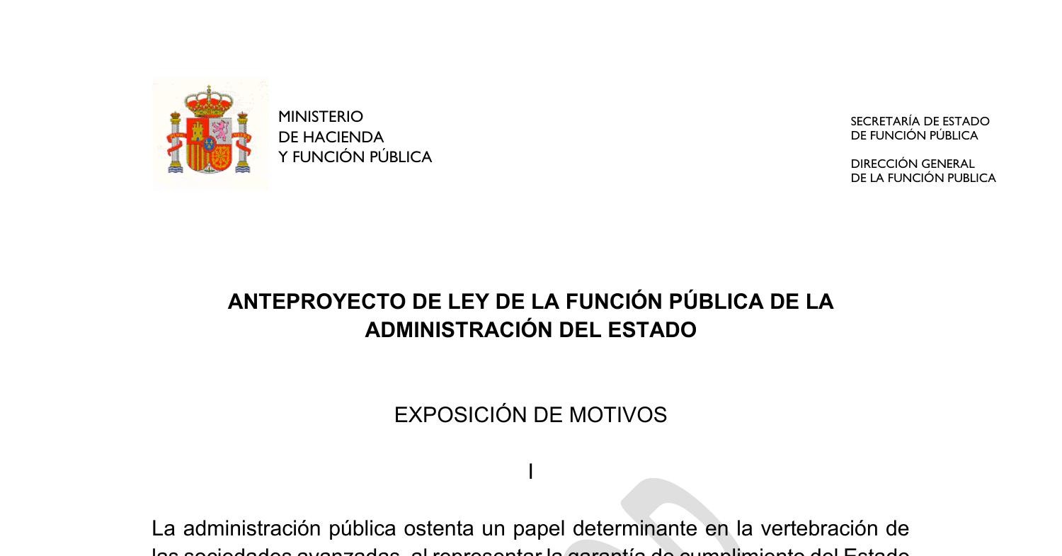 ANTEPROYECTO DE LEY DE LA FUNCIÓN PÚBLICA democrata es pdf DocDroid