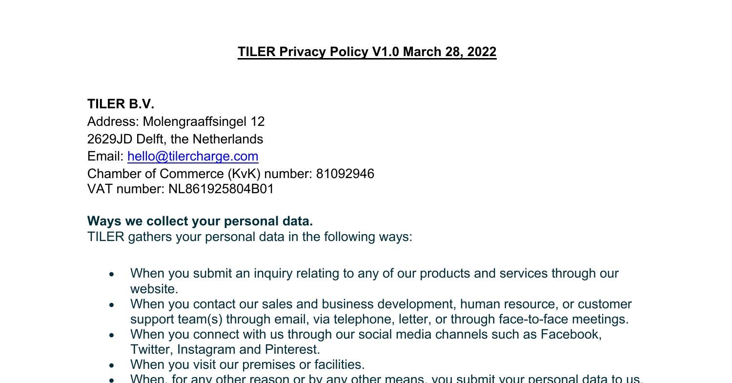 TILER Privacy Policy Pdf DocDroid