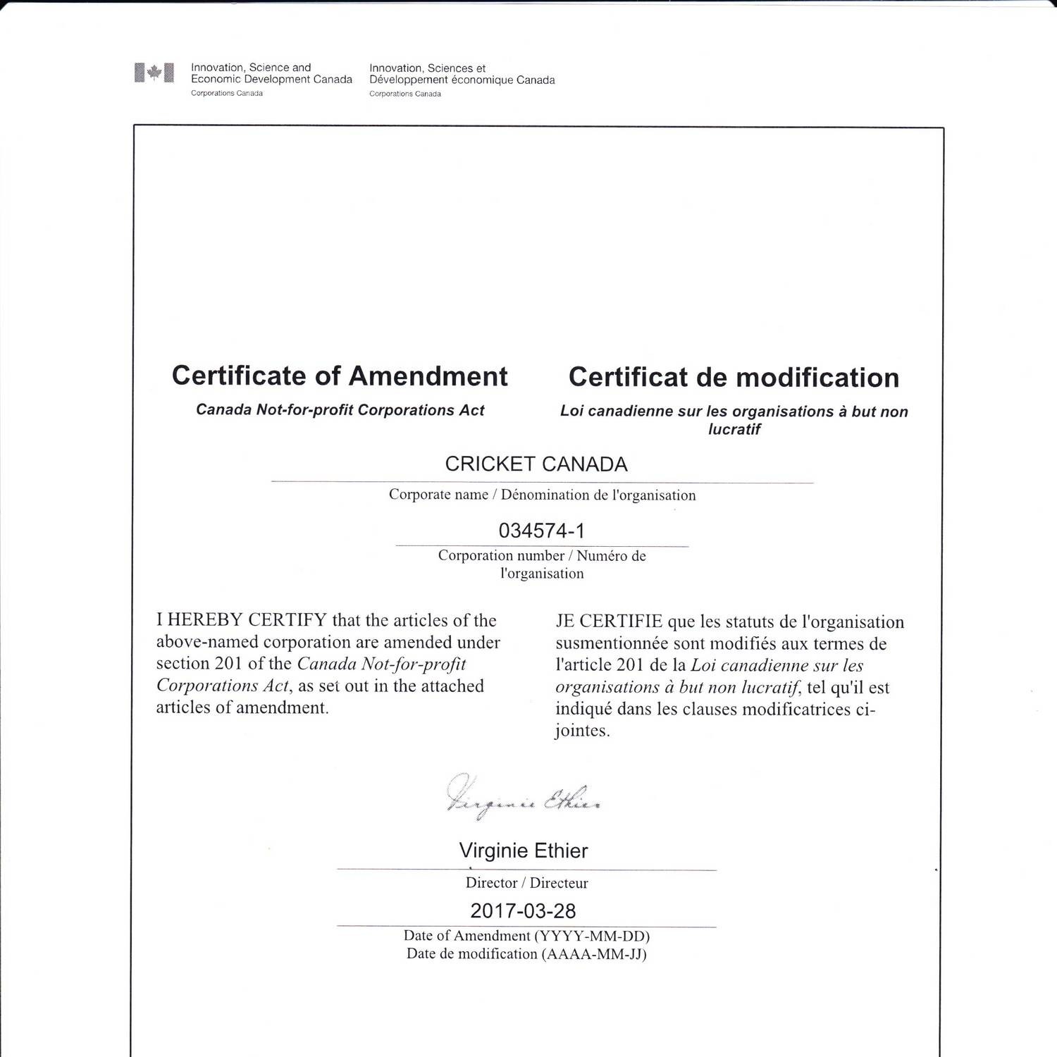 Certificate Of Amendment Pdf DocDroid