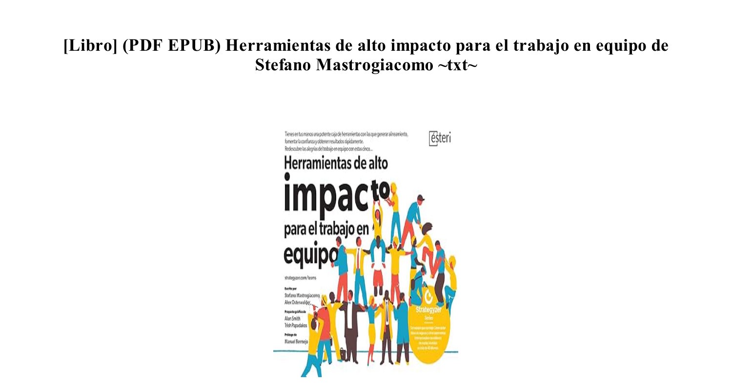 Libro Descargar Herramientas De Alto Impacto Para El Trabajo En Equipo