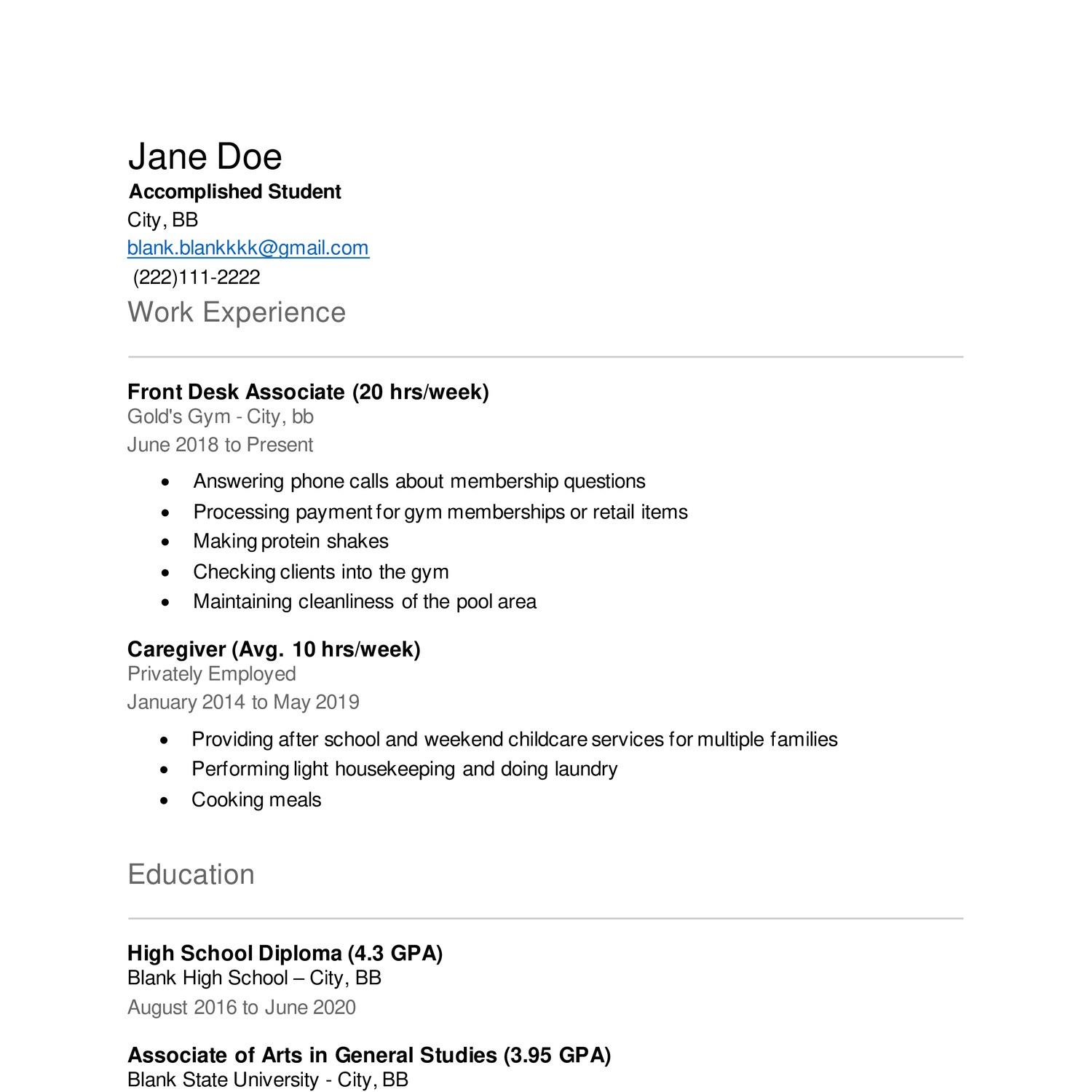 Resume Jane Doe Docx DocDroid