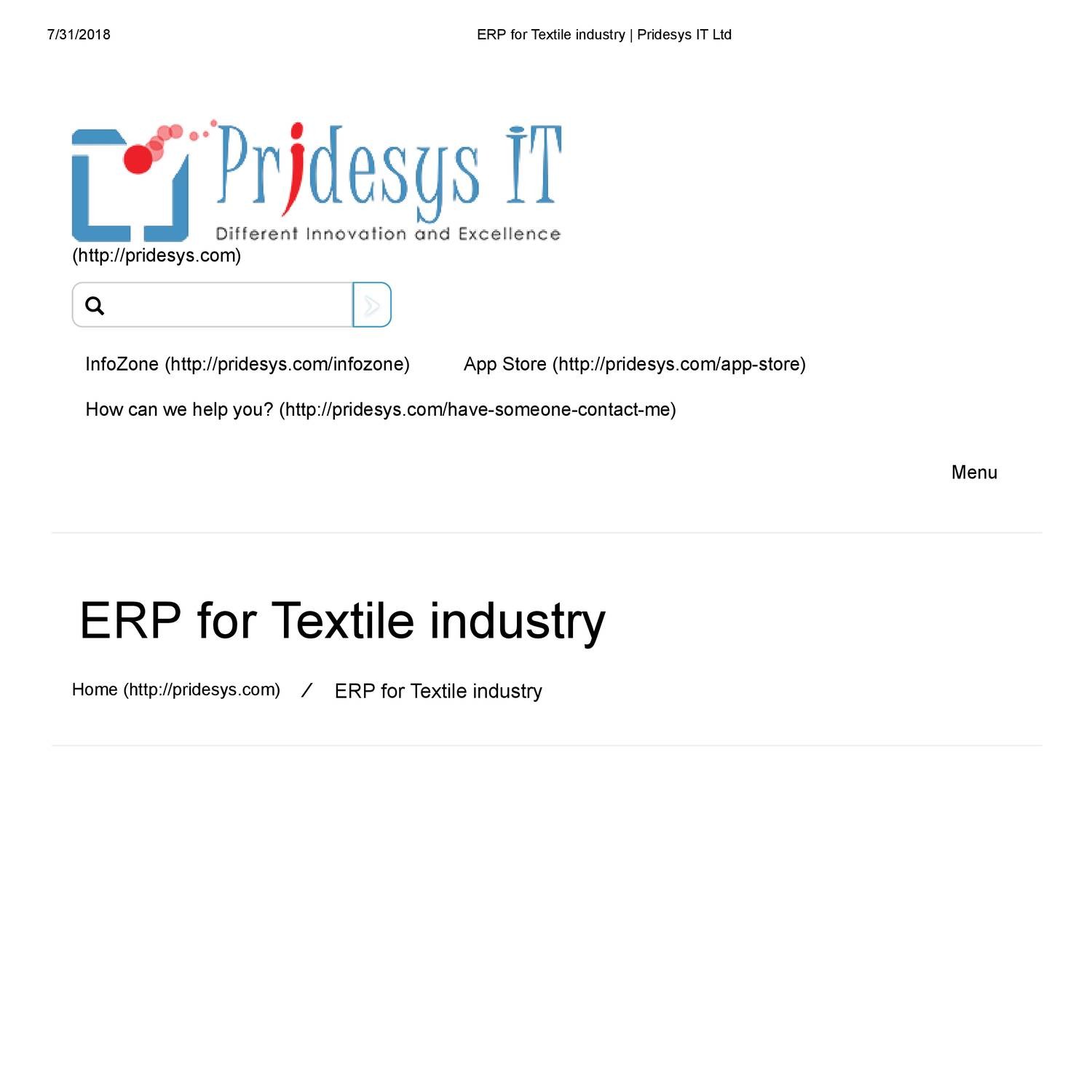 Erp For Textile Industry Pridesys It Ltd Pdf Docdroid