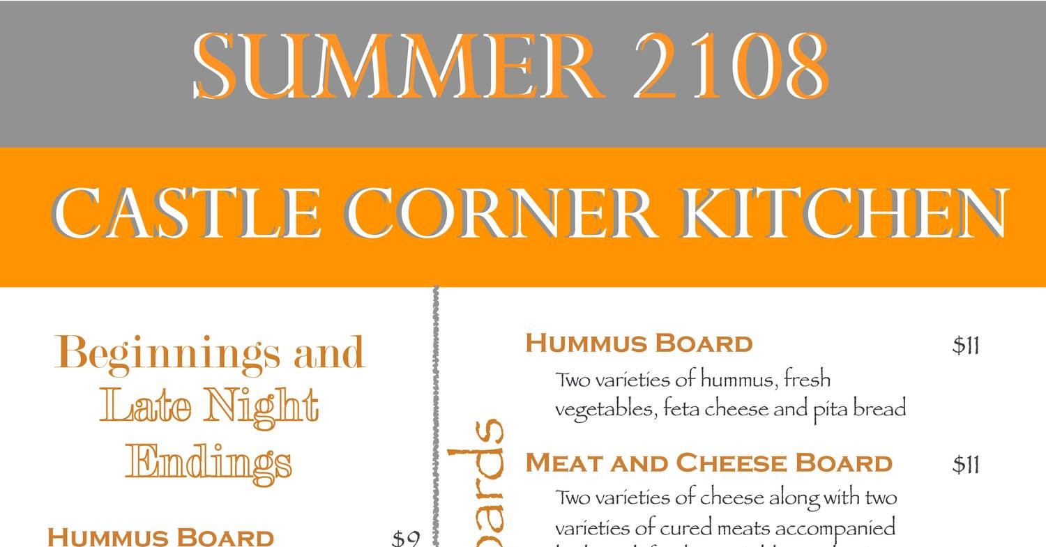 Castle Corner Kitchen Menu Summer Pdf Docdroid