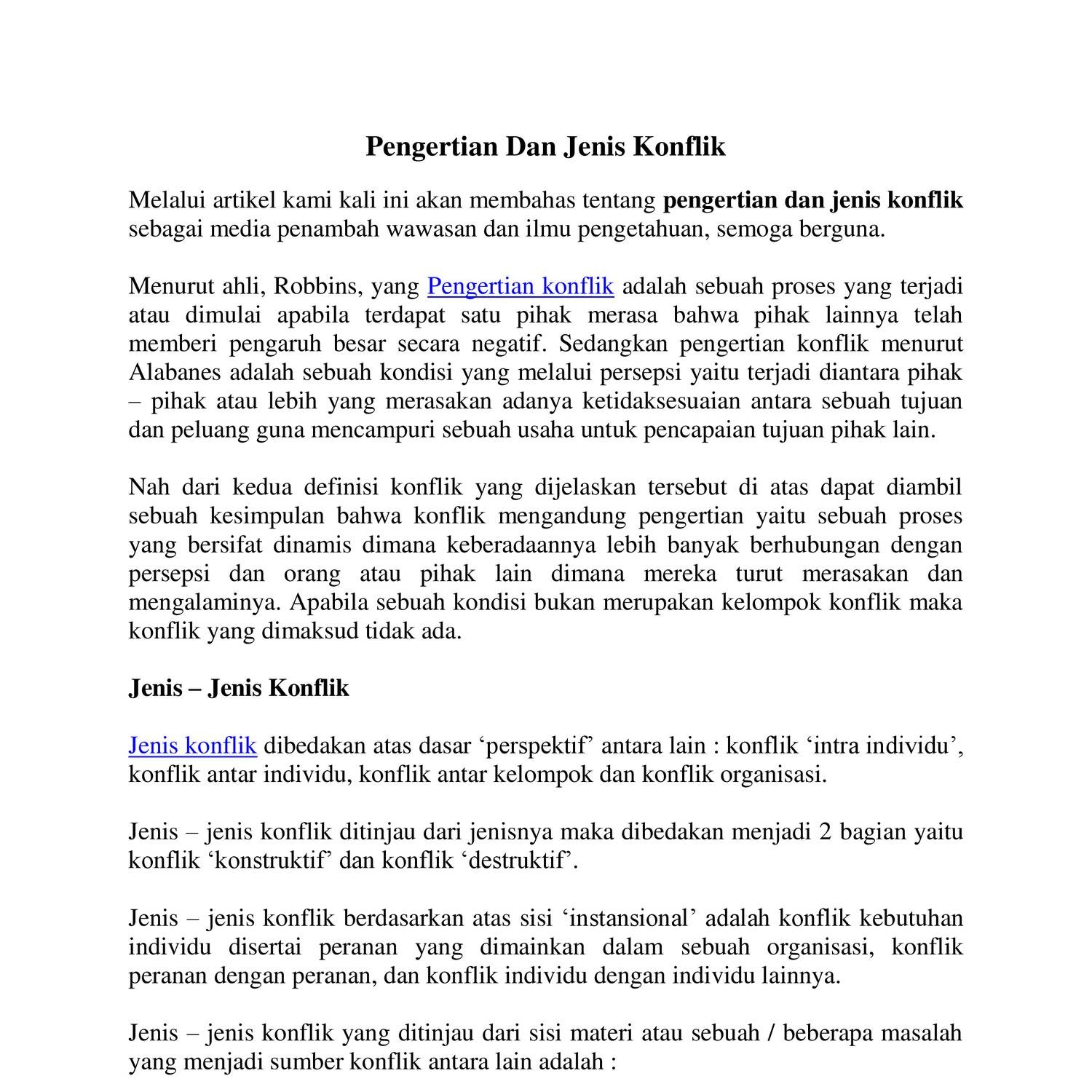 Pengertian Dan Jenis Konflik Docx DocDroid