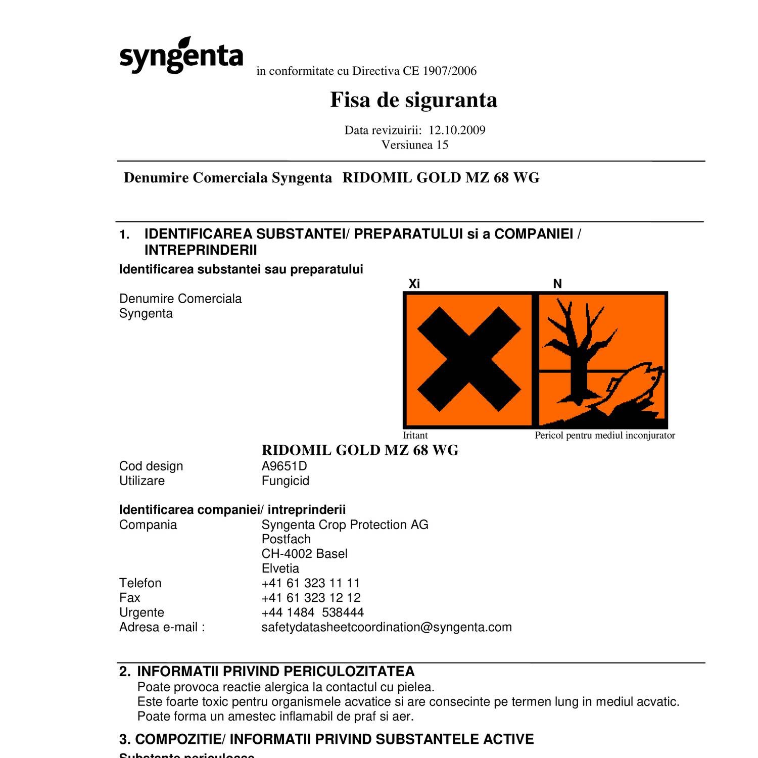 Fisa De Siguranta Ridomil Gold Mz Wg Pdf Docdroid