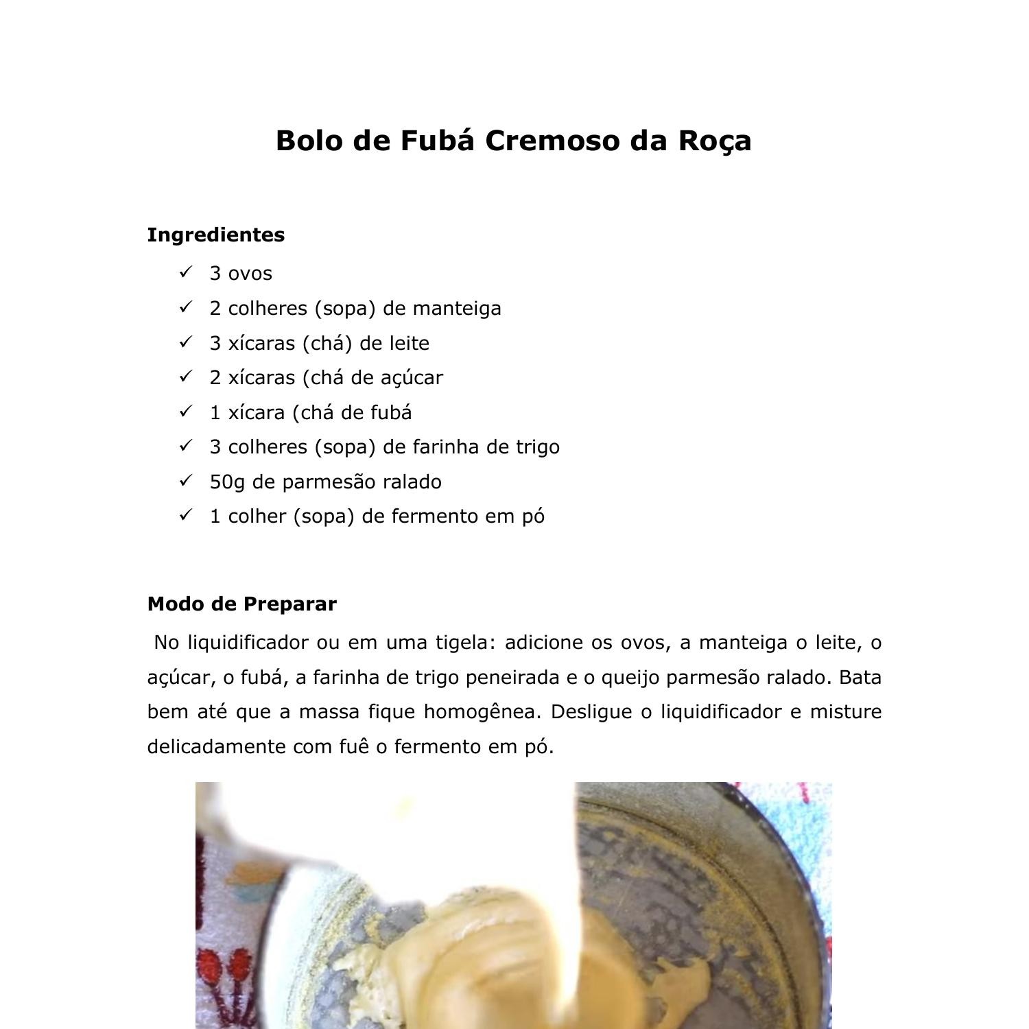 Bolo de Fubá Cremoso da Roça pdf DocDroid