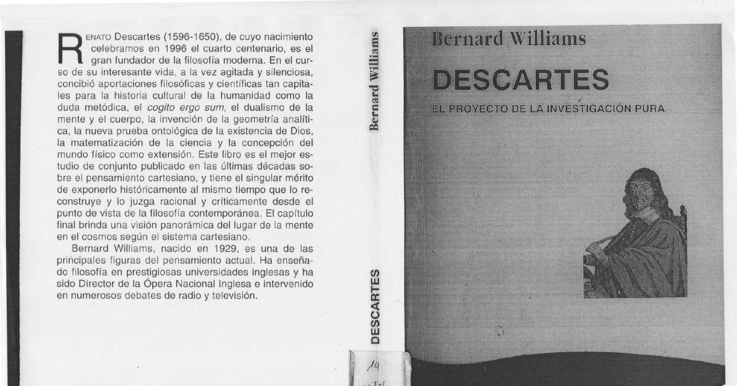 Bernard Williams Descartes El Proyecto De La Investigación Pura