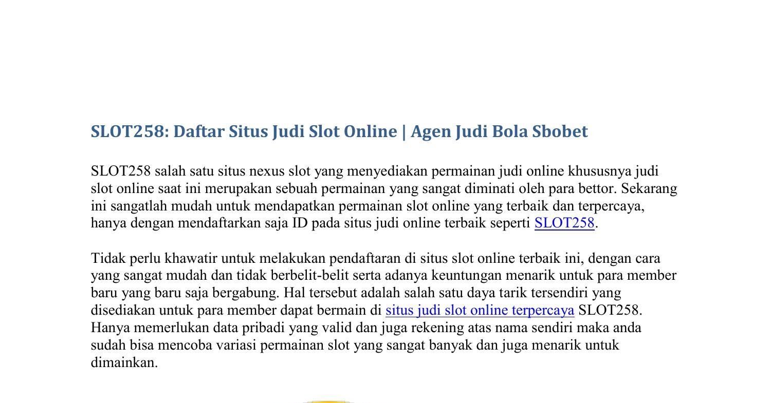 Slot Daftar Situs Judi Slot Online Agen Judi Bola Sbobet Pdf Docdroid