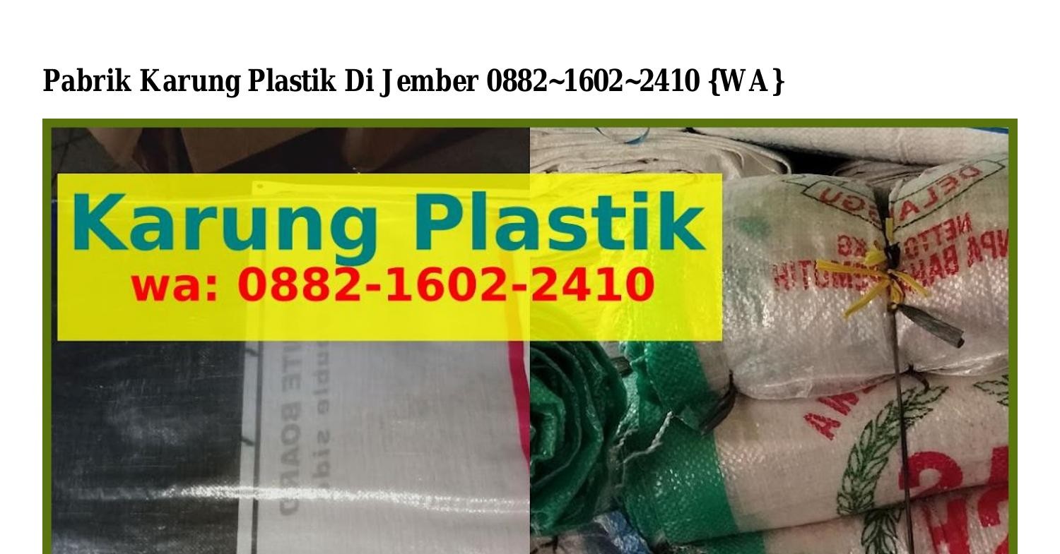 Pabrik Karung Plastik Di Jember Pdf DocDroid