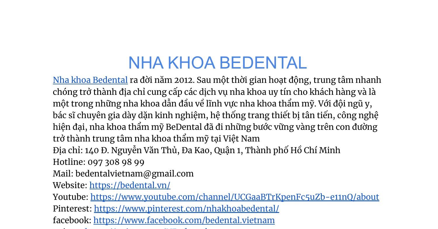 Nha Khoa Bedental Pdf DocDroid