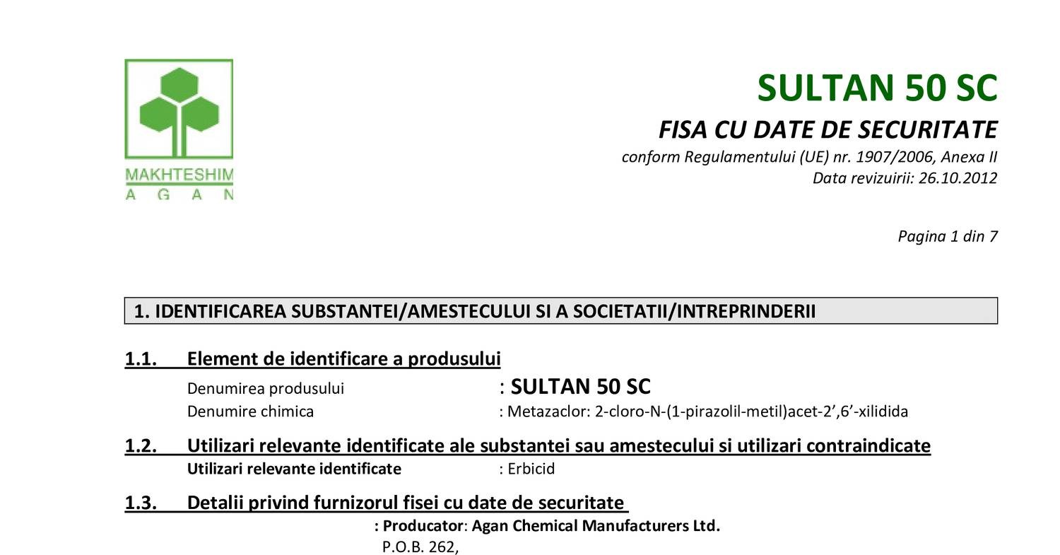 Fisa De Securitate Sultan Sc Pdf Docdroid