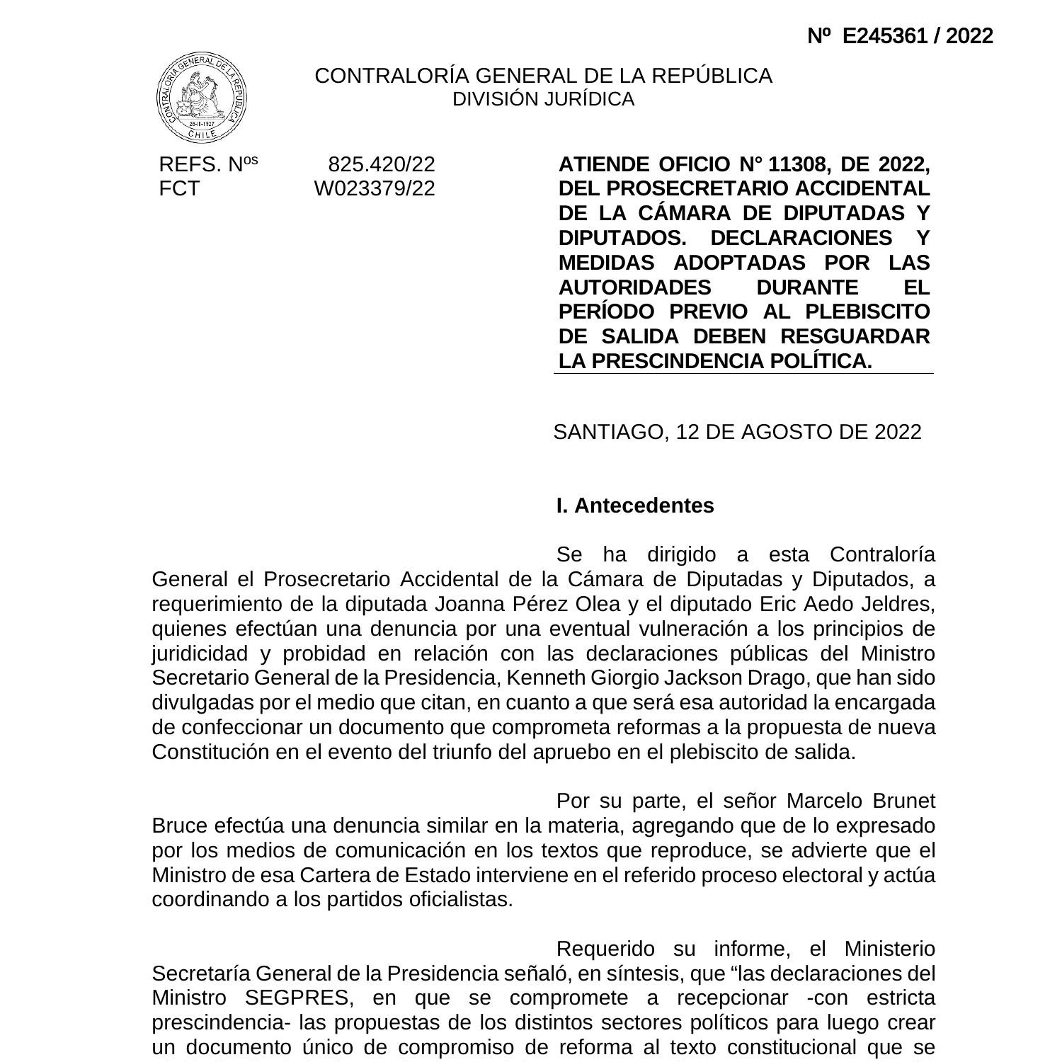 Contraloría responde a oficio por prescindencia de ministro Jackson pdf