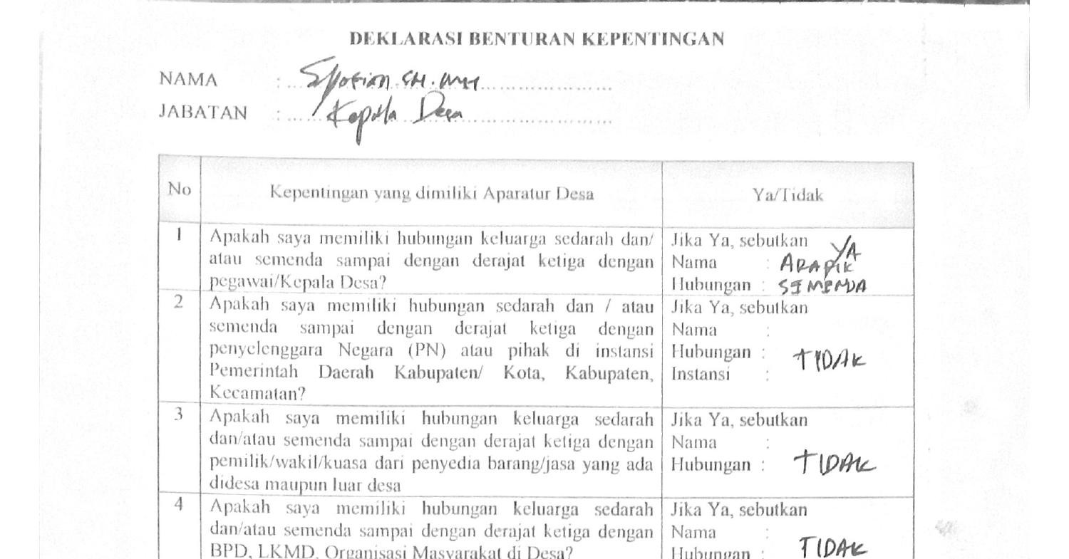 Kuisioner Deklarasi Benturan Kepentingan Pdf DocDroid