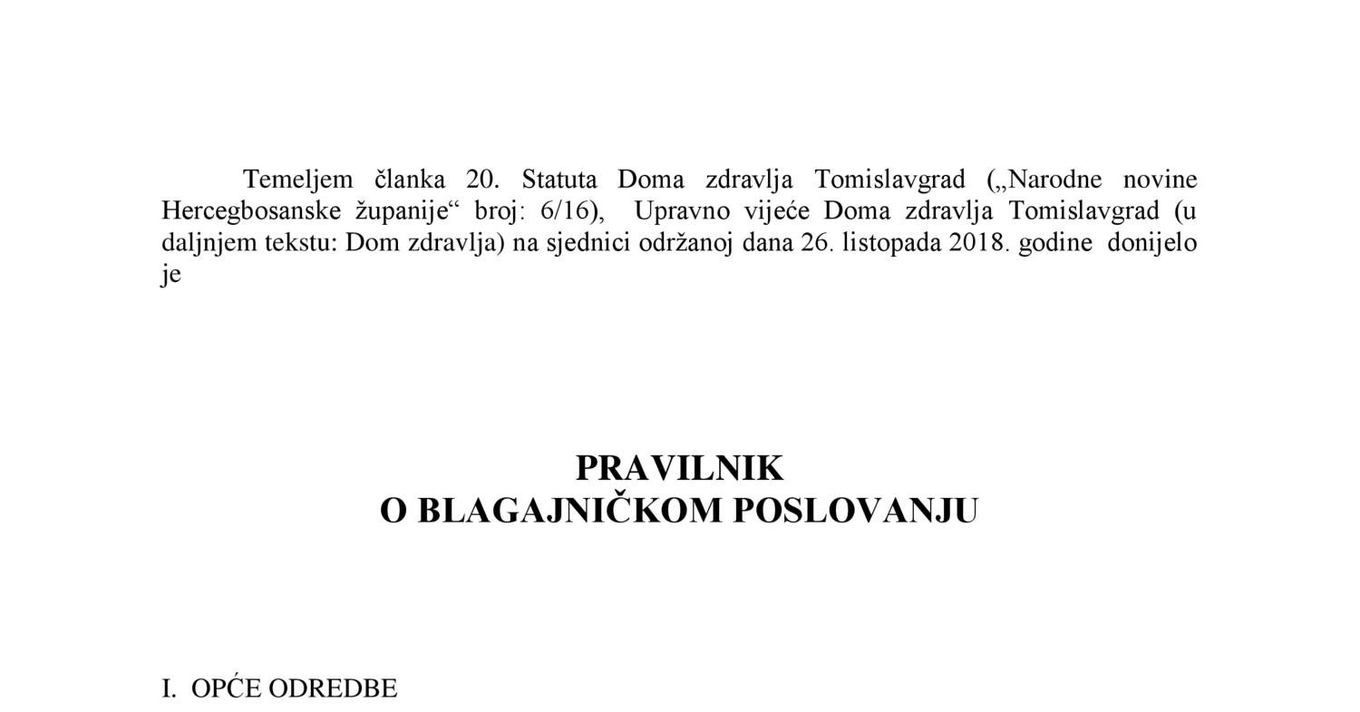 PRAVILNIK O BLAGAJNICKOM POSLOVANJU Doma Zdravlja 2018 Doc DocDroid