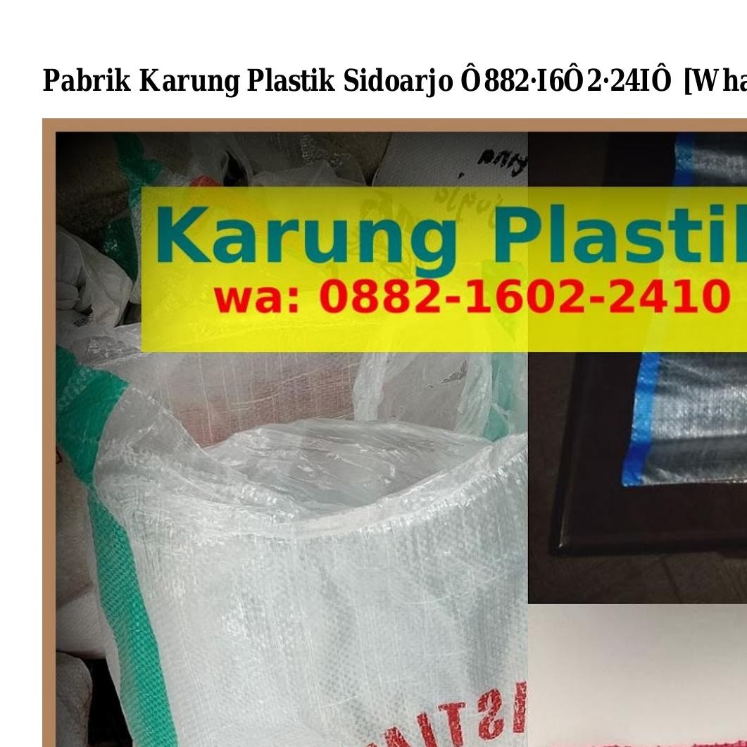 Pabrik Karung Plastik Sidoarjo Pdf DocDroid