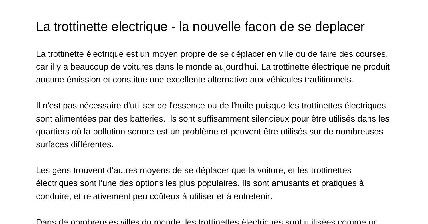 La Trottinette Electrique La Nouvelle Facon De Se Deplacerljmob Pdf Pdf