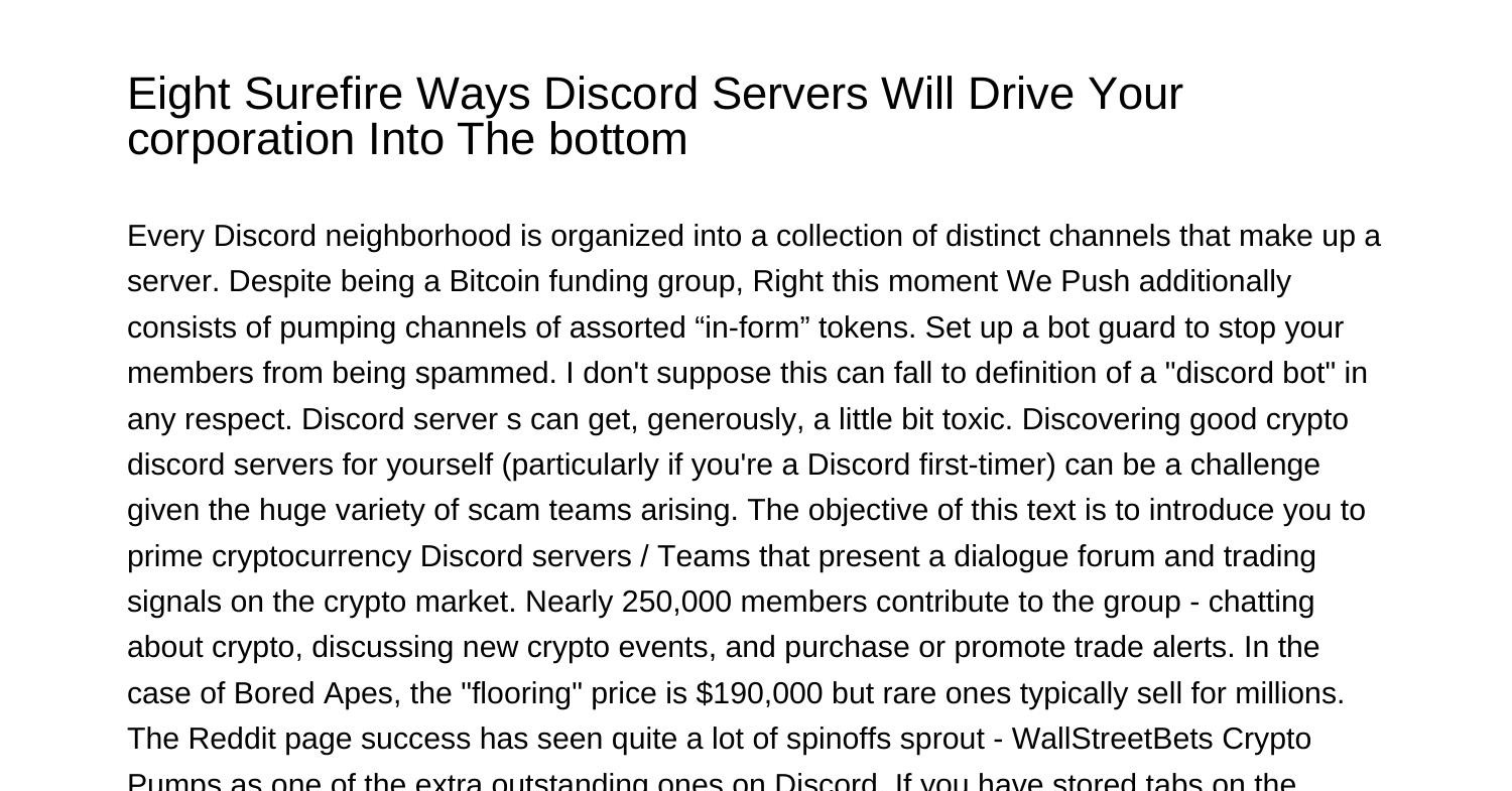 Surefire Methods Discord Servers Will Drive Your Business Into The