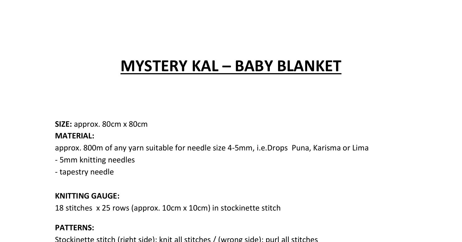 MYSTERY KAL BABY BLANKET Pdf DocDroid