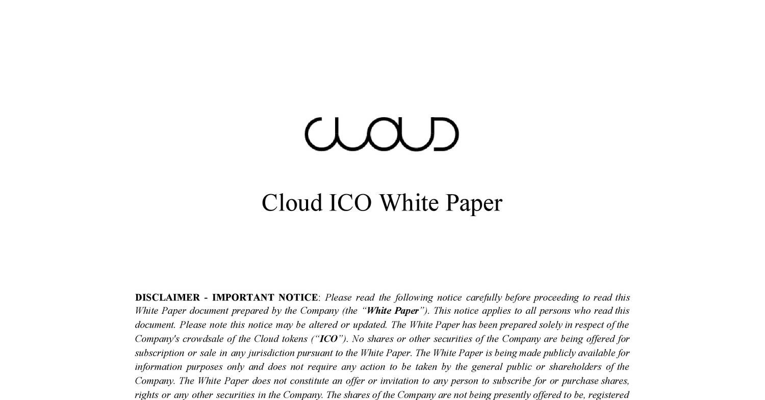 Cloud Ico Whitepaper Pdf Docdroid