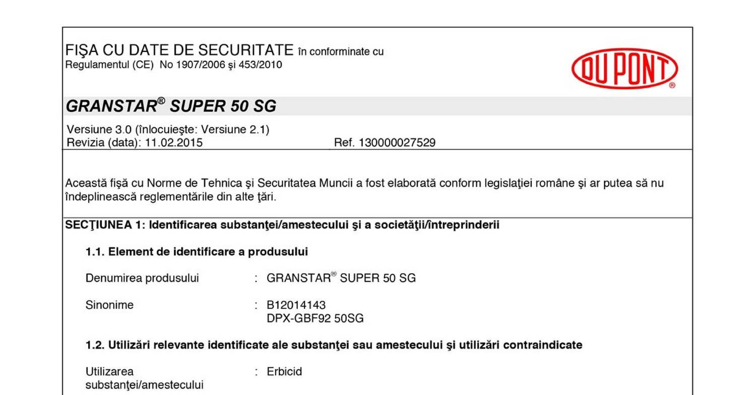 Fisa De Securitate Granstar Super 50 SG Pdf DocDroid