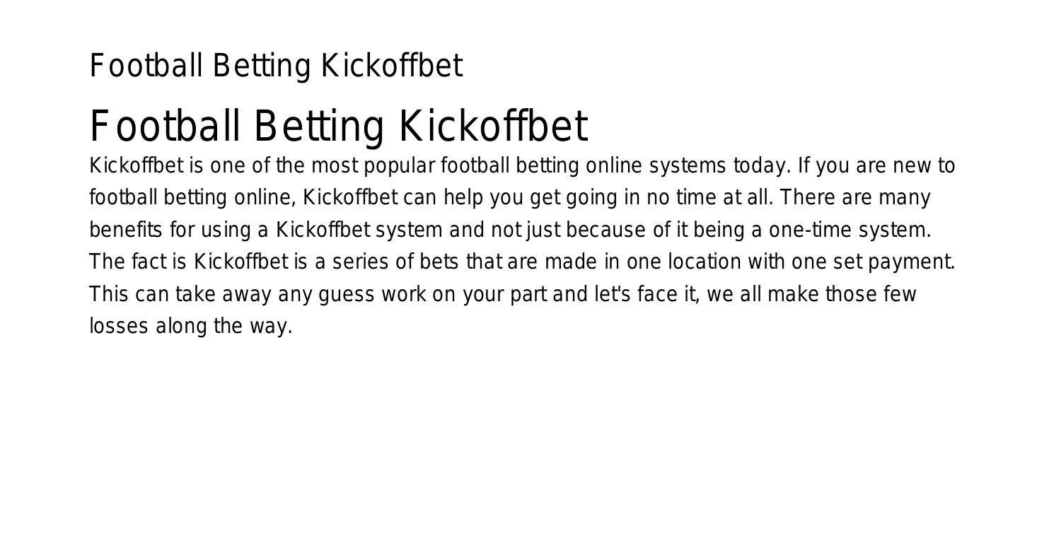 Football Betting Kickoffbet แทงบอลsyzoy pdf pdf DocDroid