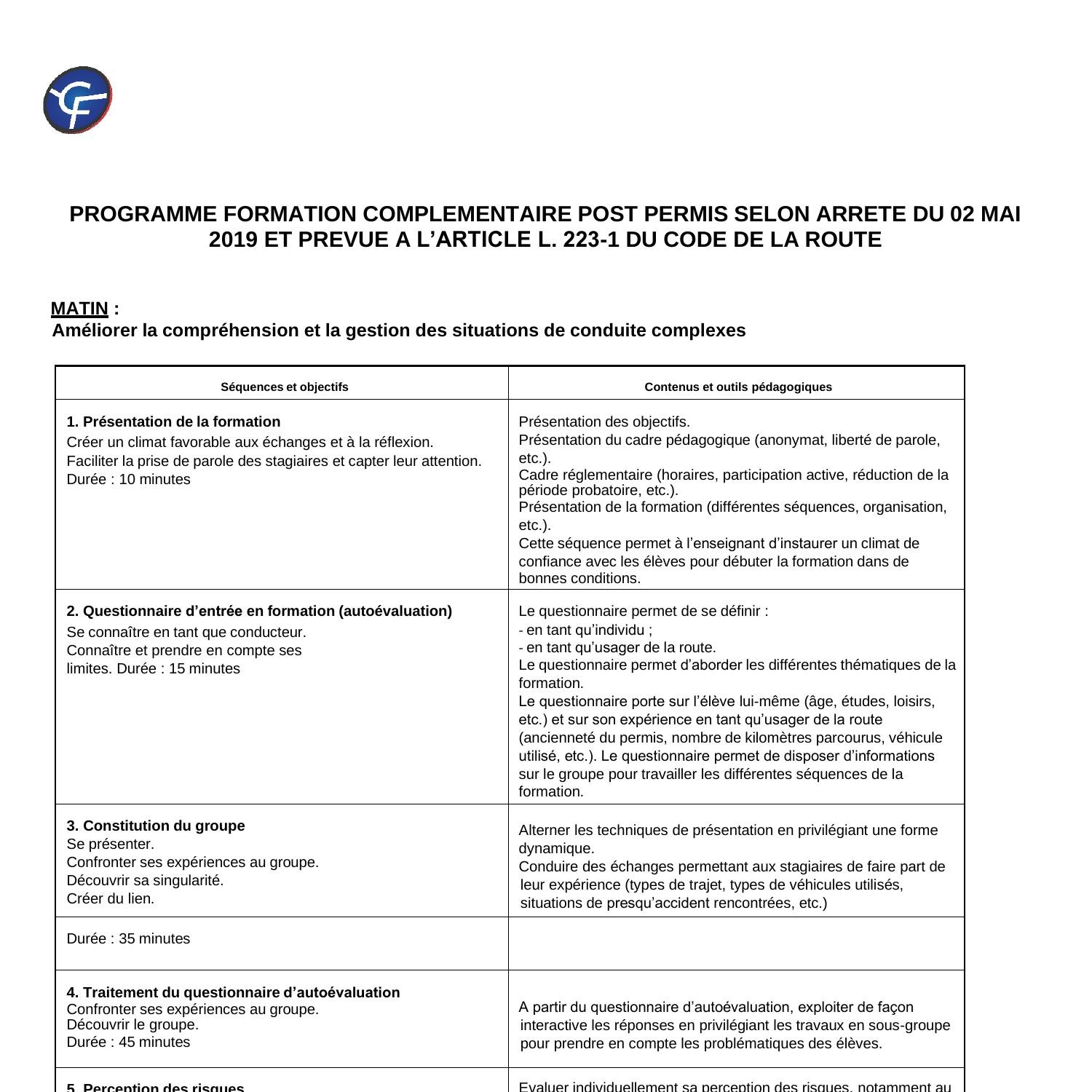 Programme De Formation Stage Post Permis Li Pdf Docdroid