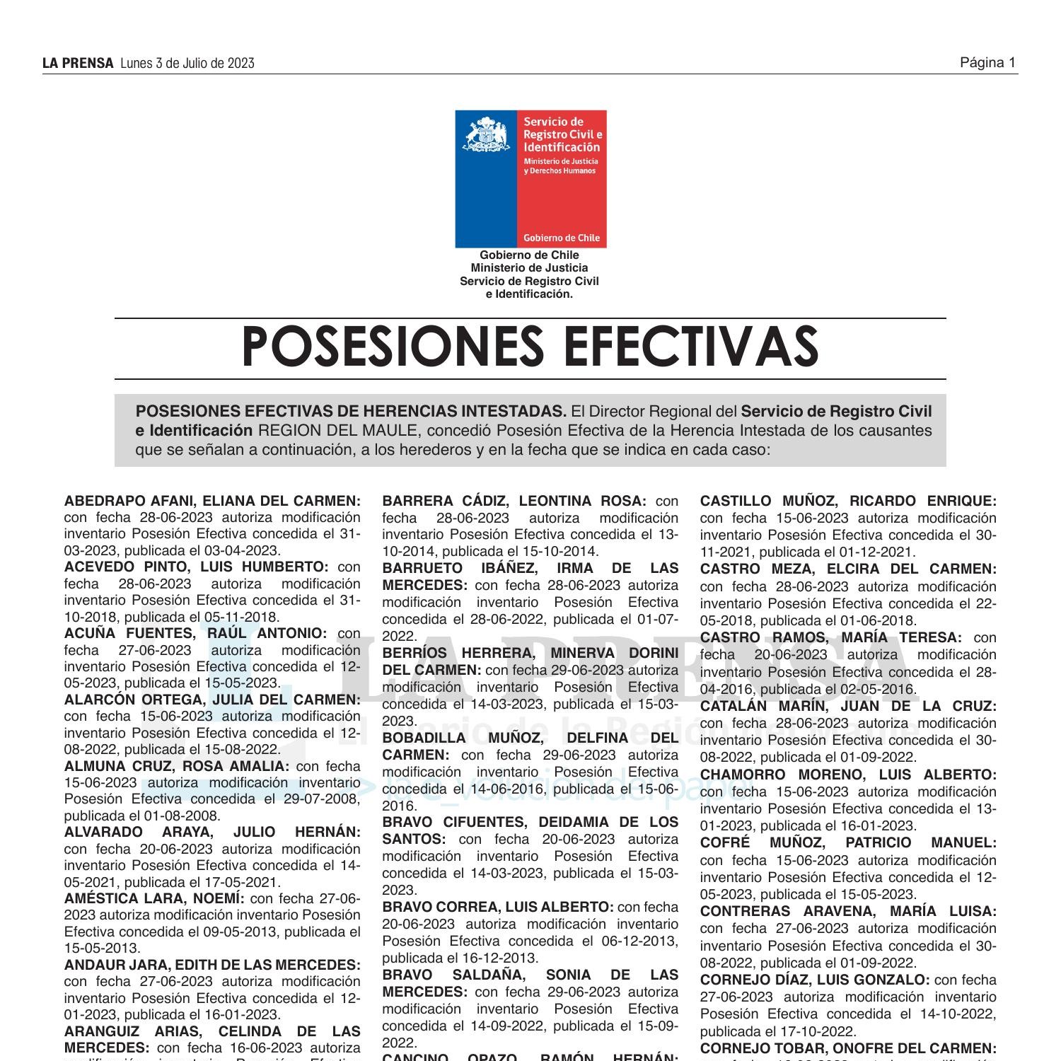 Posesiones Efectivas Lunes De Julio Pdf Docdroid