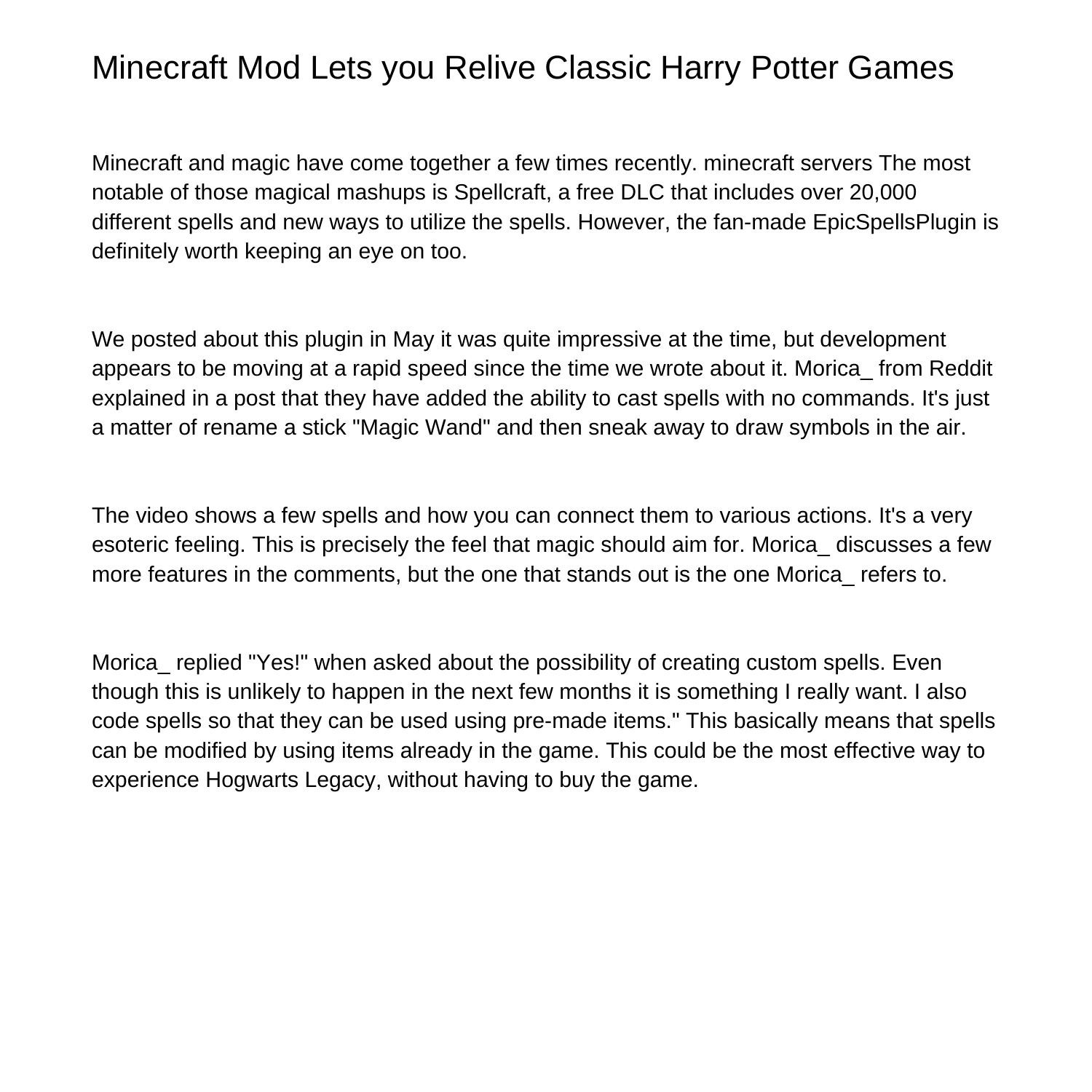 Minecraft Mod Lets You Relive Classic Harry Potter Gameszypck Pdf Pdf